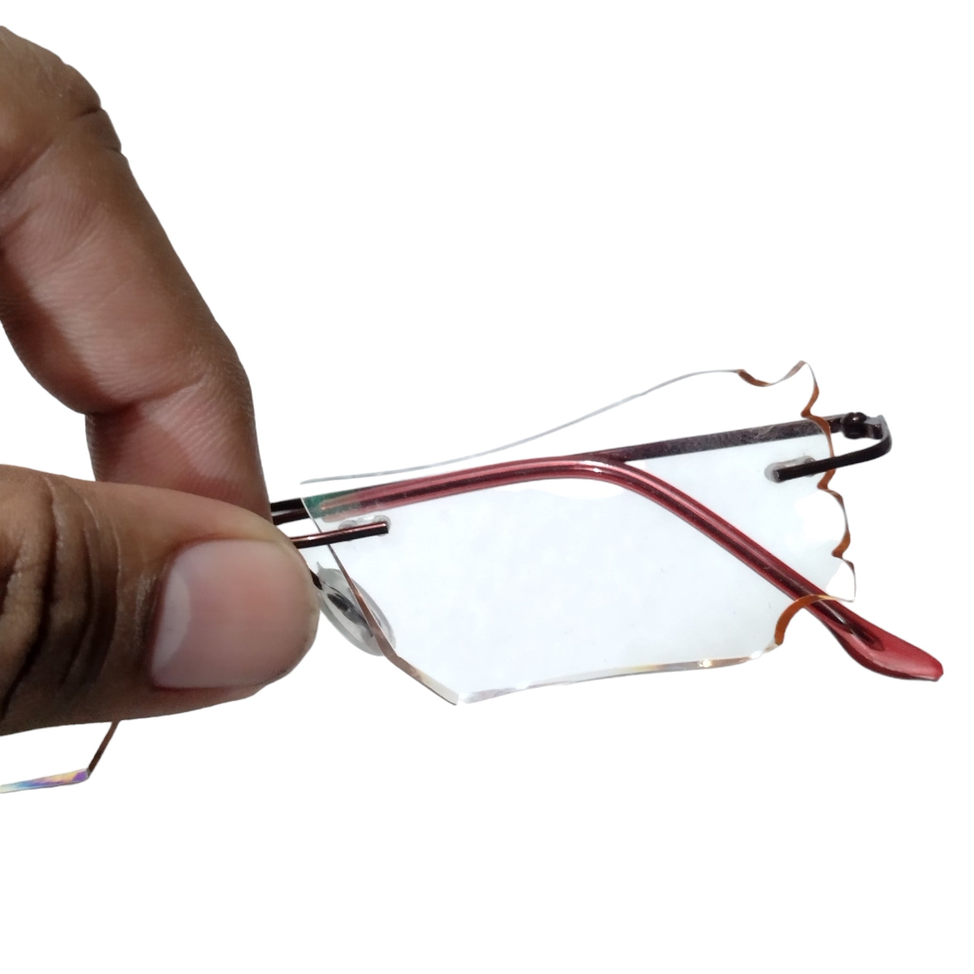 Stylish Red Rimless Eyeglasses with Blue Light Blocking Lenses - Perfect for Parties, Work & Screen Time Protection