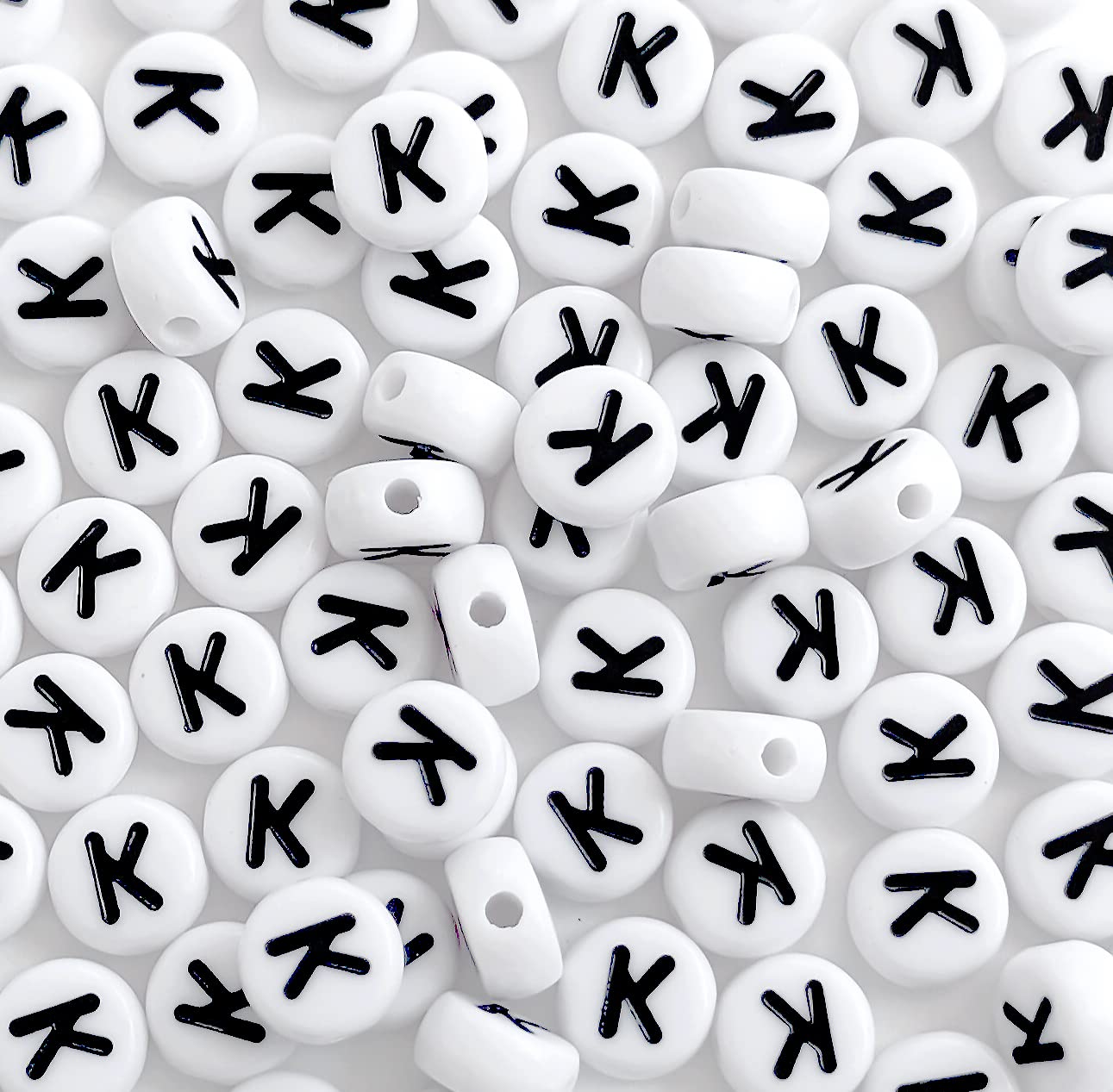 100PCS White Round Acrylic Alphabet Letter Beads (4x7mm) - Perfect for DIY Jewelry Making, Bracelets, Necklaces & Keychains - Great for Crafting, Personalized Gifts & Kids Beading Projects