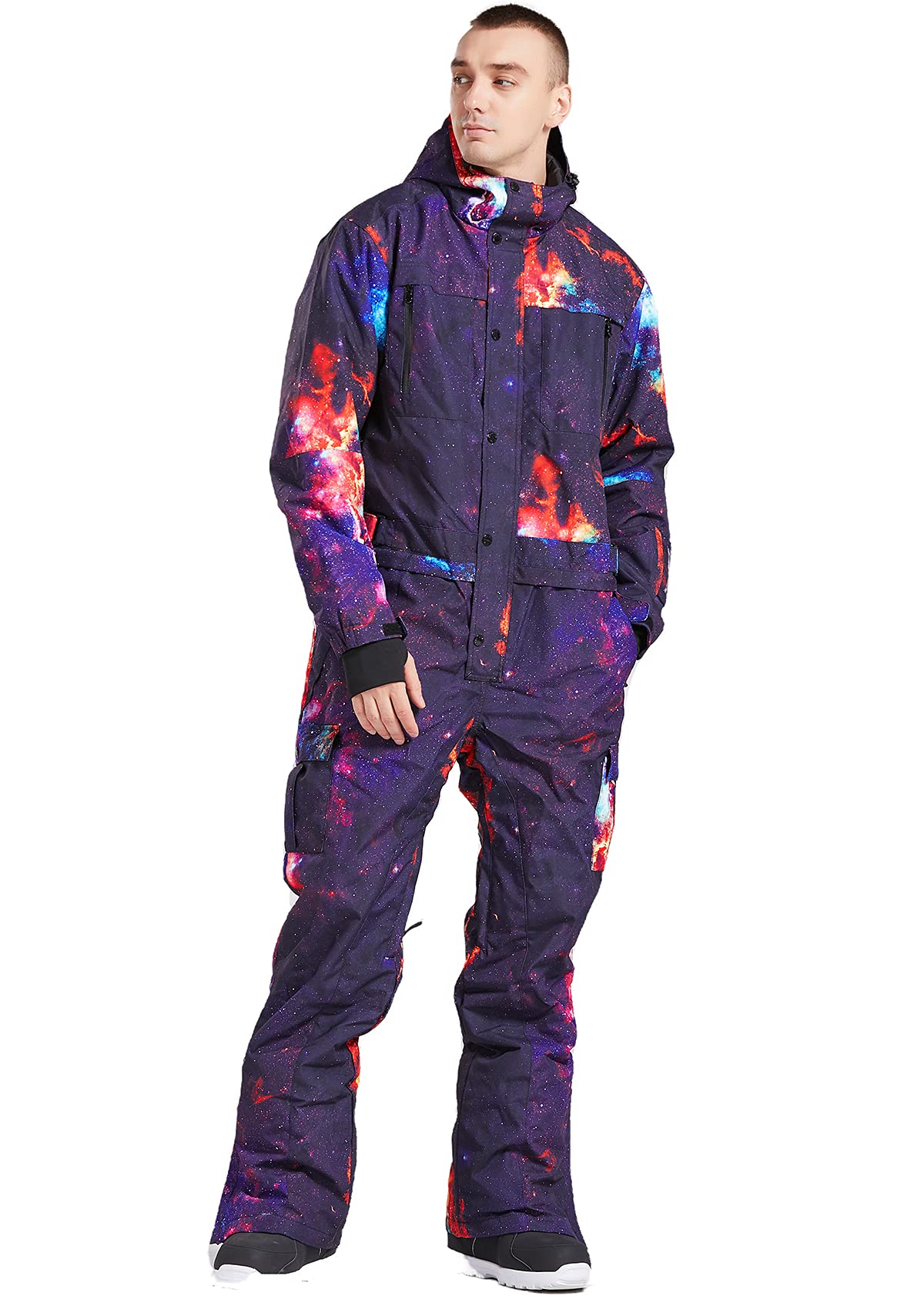 Bluemagic Men's Winter Ski Suit - Waterproof One Piece Jumpsuit for Skiing, Snowboarding & Outdoor Sports | Cold Weather Snowsuit for Men