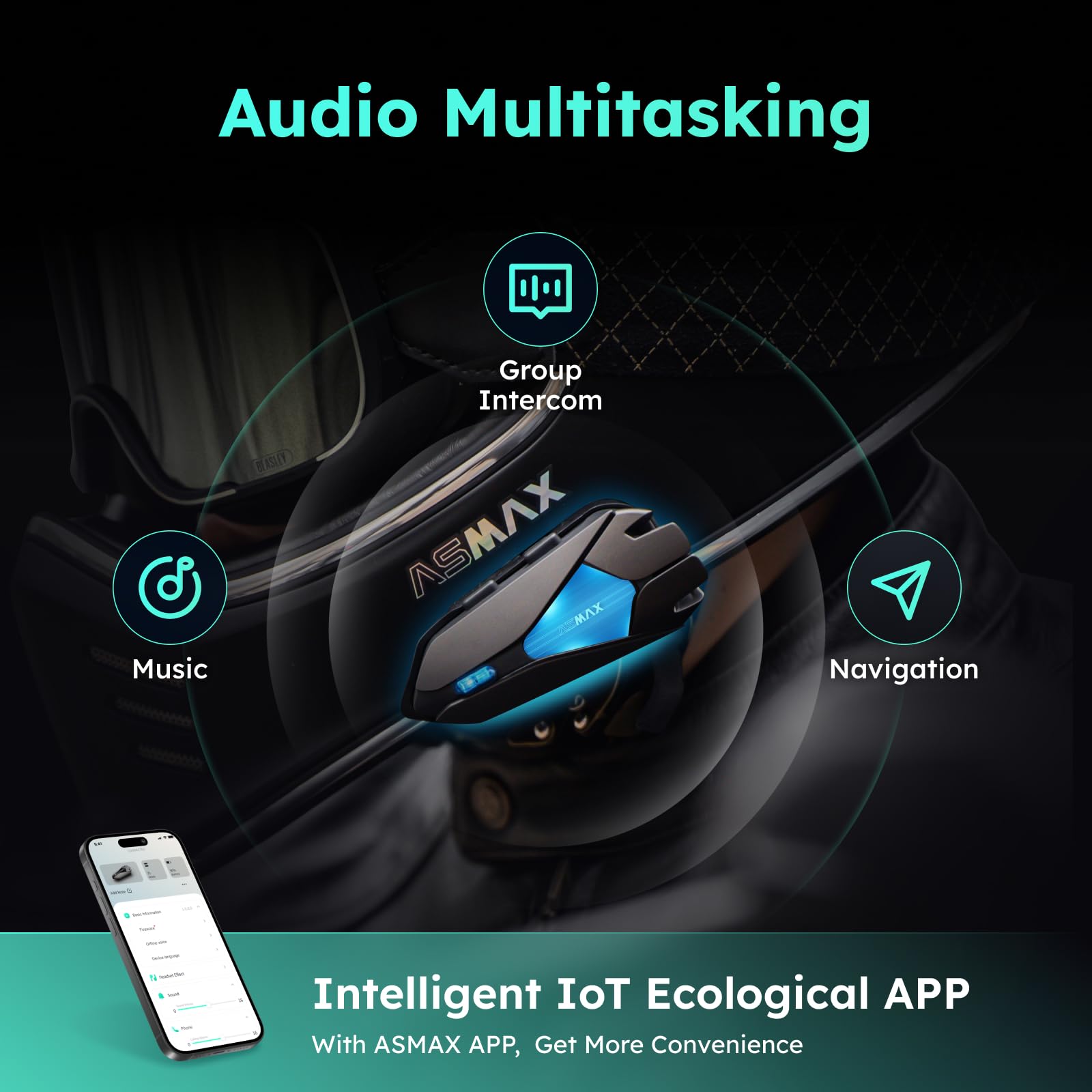 Z1 Motorcycle Bluetooth Headset - Hi-Fi Stereo Speakers for ATV/Snowmobile/Ski Helmet - 10 Rider Mesh Intercom System with FM Radio & AI Voice Control - 42 Min Fast Charging - Perfect for Group Riding, Off-Road Adventures & Winter Sports