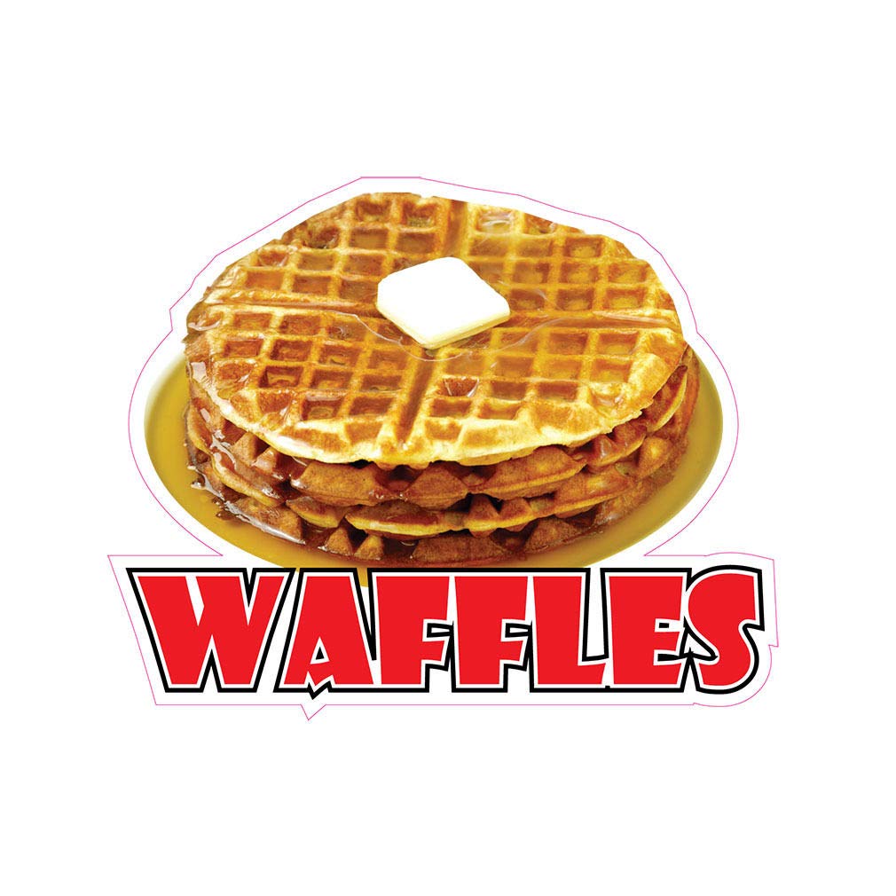 8-inch Waffles Concession Restaurant Food Truck Die-Cut Vinyl Sticker - Perfect for Food Truck Branding, Restaurant Decor & Commercial Use