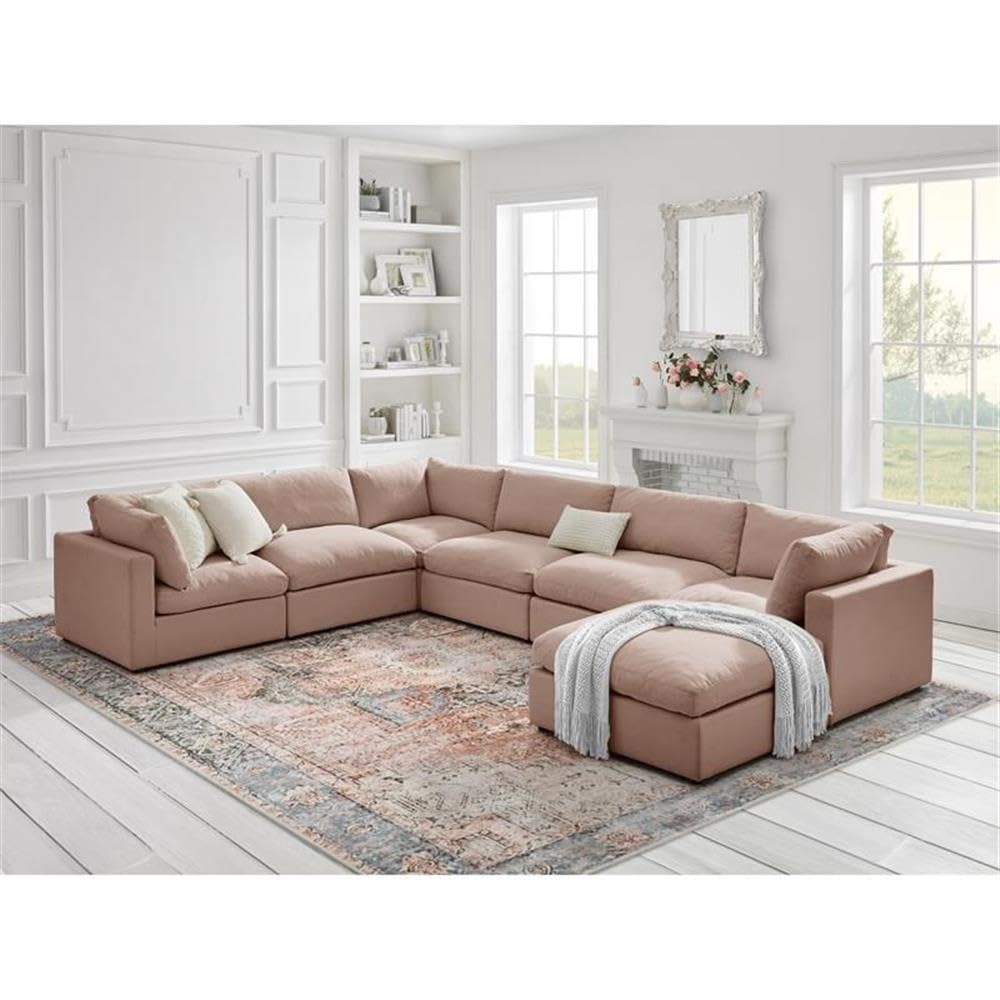 Kaelynn Ottoman Pink Linen Upholstered Storage Bench - Soft Pink Fabric Footrest with Storage for Living Room, Bedroom & Nursery | Perfect for Extra Seating and Home Organization