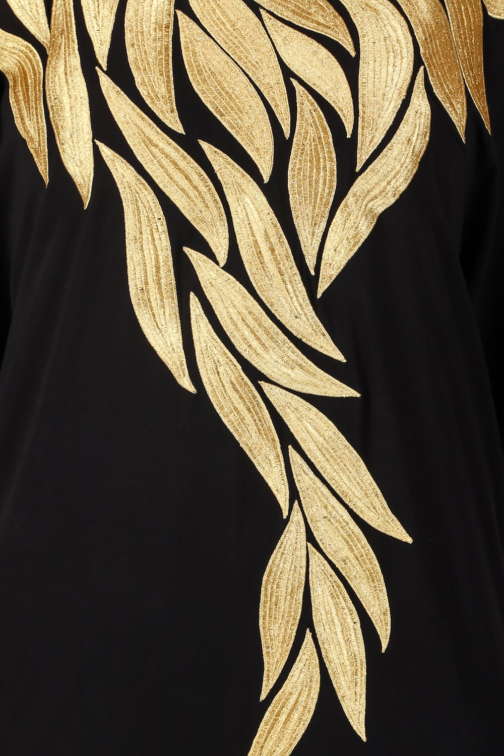 Handmade Gold Embroidered Multi-Leaf Design Kaftan Dress - Elegant Boho Chic Loungewear for Women, Perfect for Beach Cover-ups, Resort Wear & Summer Evenings