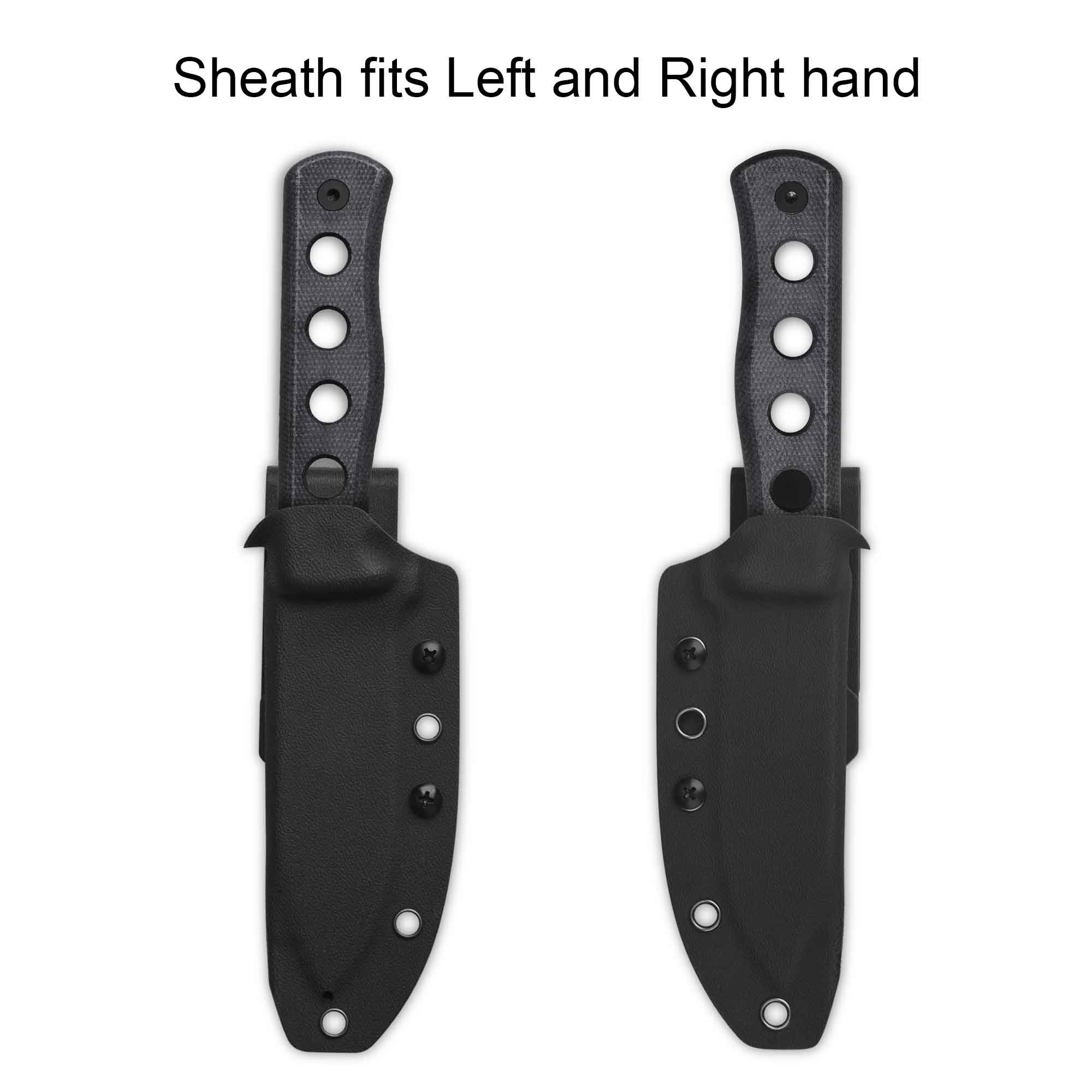 QSP Canary Fixed Blade Knife - Cr8Mo2VSi (DC53) Steel Blade with Black Micarta Handle - Outdoor Survival, Hunting, Camping & EDC Knife