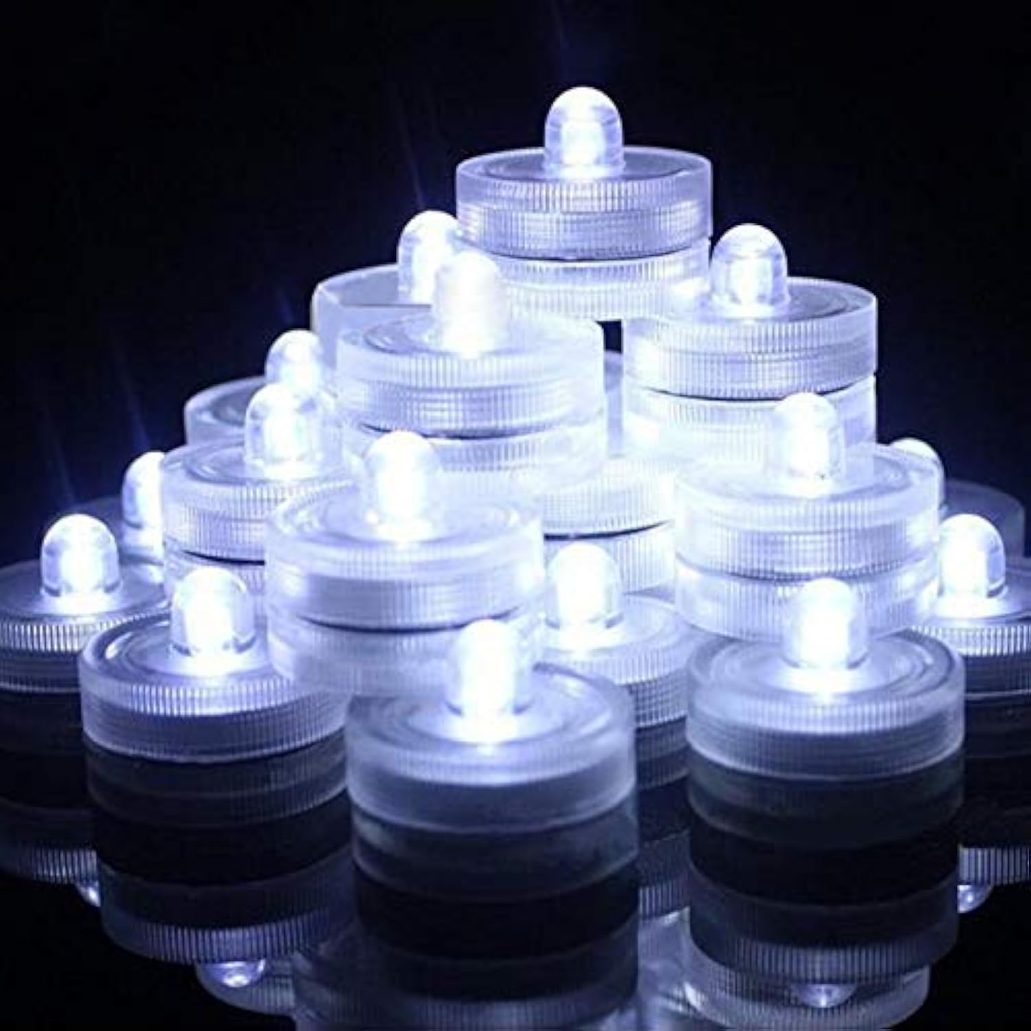 SHYMERY 12 Pack Submersible LED Tea Lights - Waterproof Flameless Candles for Underwater Decor, Ponds, Fishing & Celebrations - 120 Hours Battery Life (Includes 24 Built-in Batteries) - Perfect for Weddings, Parties, Aquariums & Outdoor Events