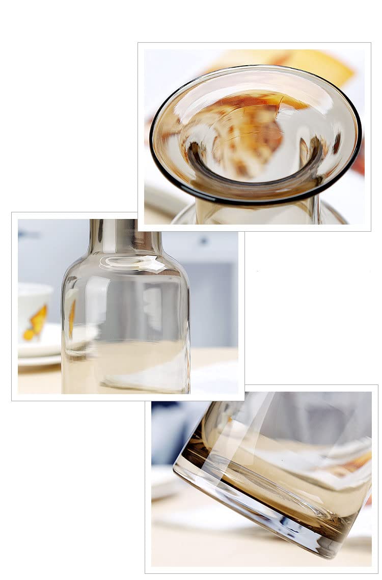 Amber Bud Vase Cylinder Glass Vase for Home Decor - Elegant Farmhouse Tabletop Centerpiece for Weddings, Dining Tables & Floral Arrangements