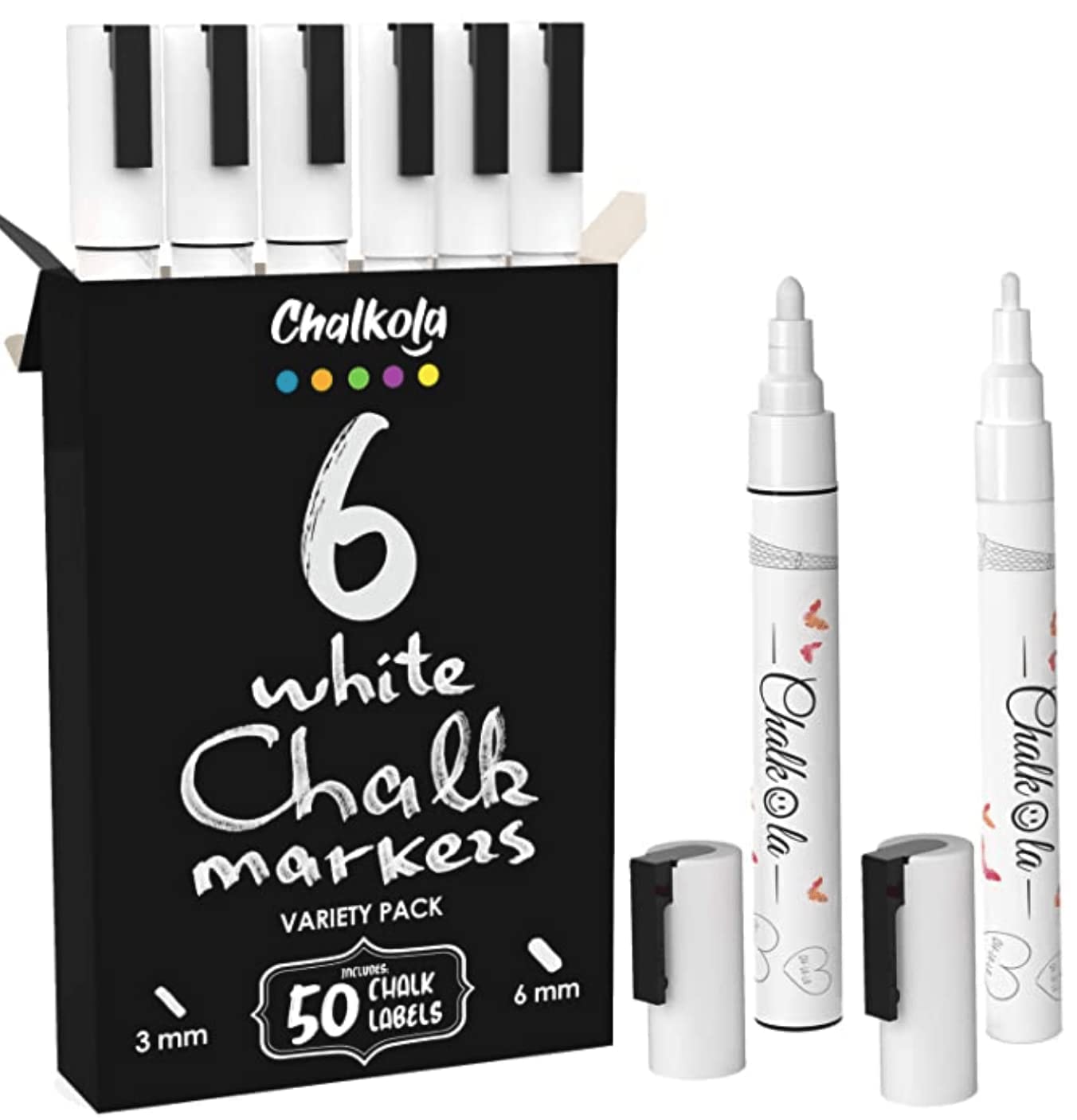 6 White & 8 Earthy Chalk Markers Set - Non-Toxic Liquid Chalk Pens for Blackboards, Windows, Glass, Mirrors - Perfect for Restaurants, Cafes, Classrooms & DIY Crafts