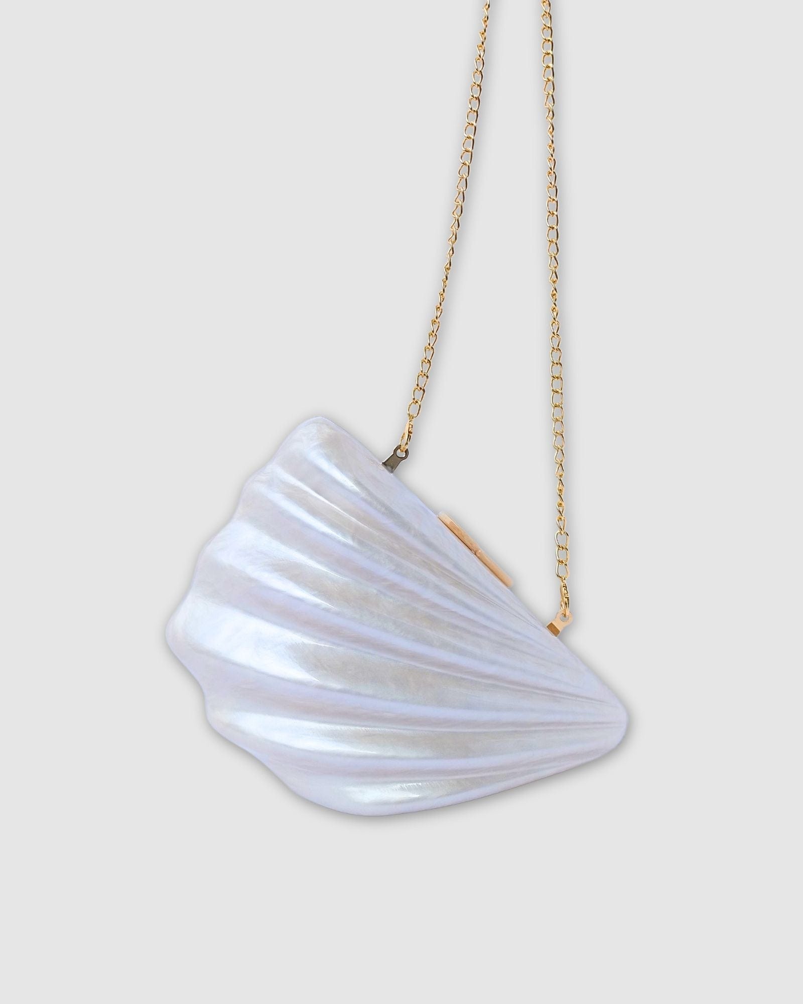 Izoa Clamshell Clutch Purse - Elegant White Handbag for Women | Perfect for Evening Parties, Weddings & Special Occasions