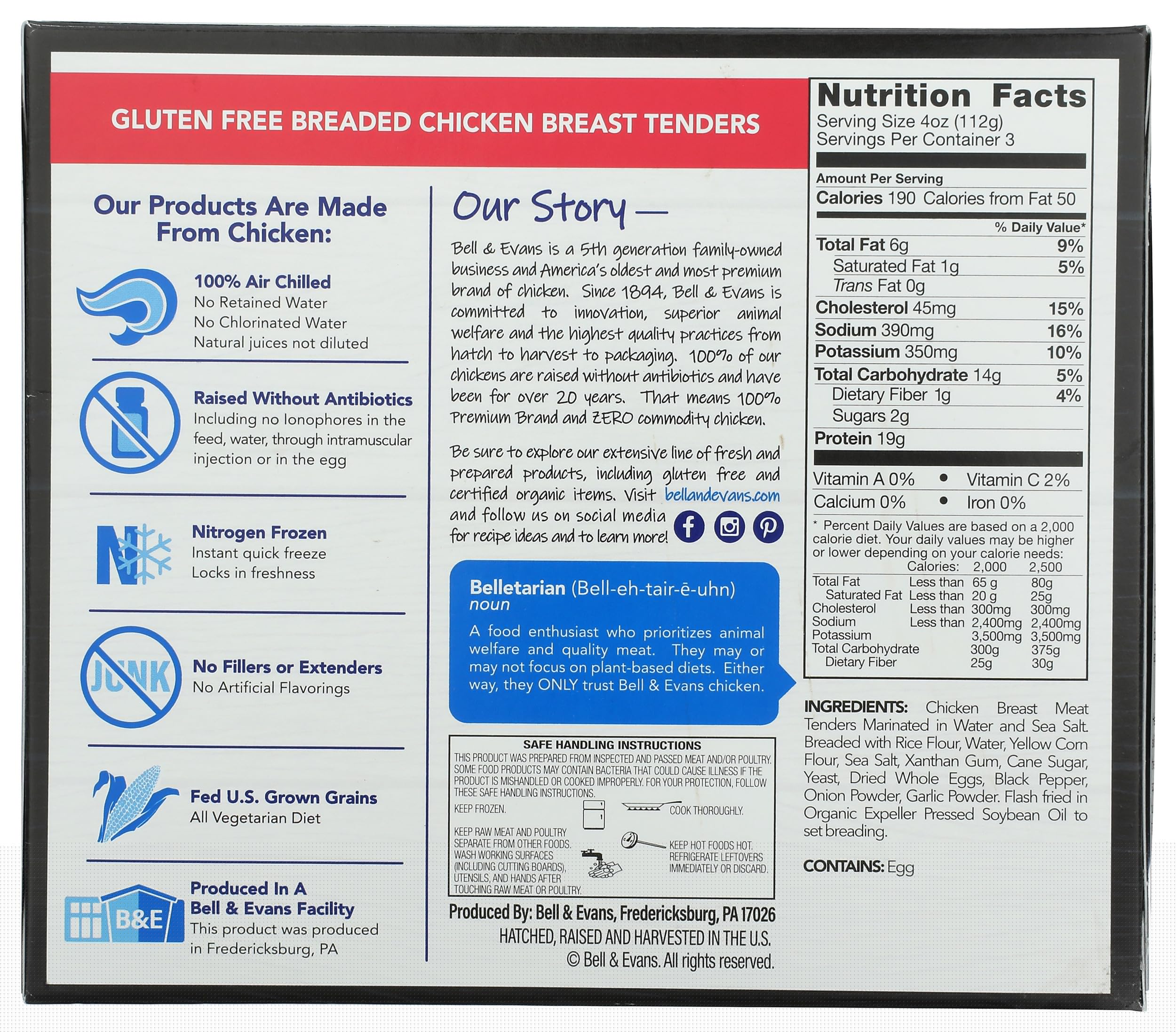 Bell & Evans Gluten Free Breaded Chicken Tenders - Antibiotic Free, 12 oz Frozen - Perfect for Quick Meals, School Lunches & Healthy Snacks
