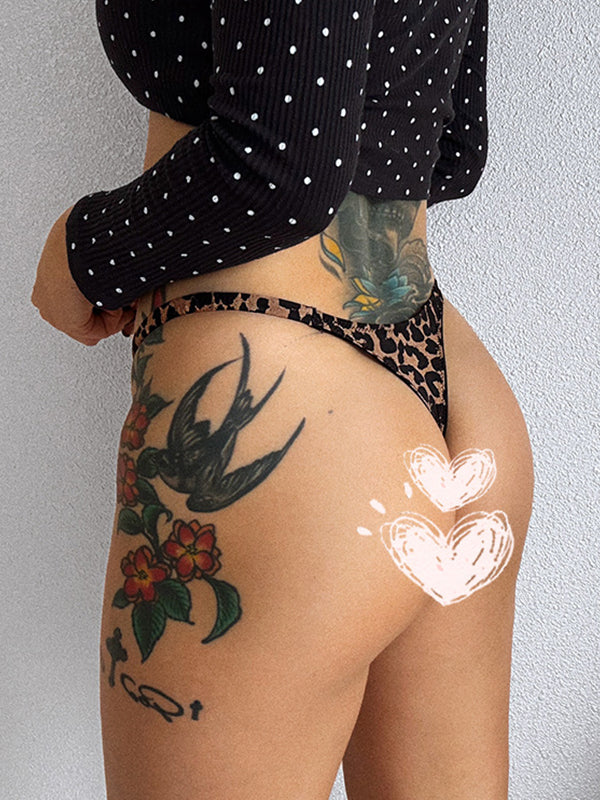 ZASUWA Women's Sexy Solid Color Print T-Back Panties - Comfortable Lingerie for Date Night & Special Occasions