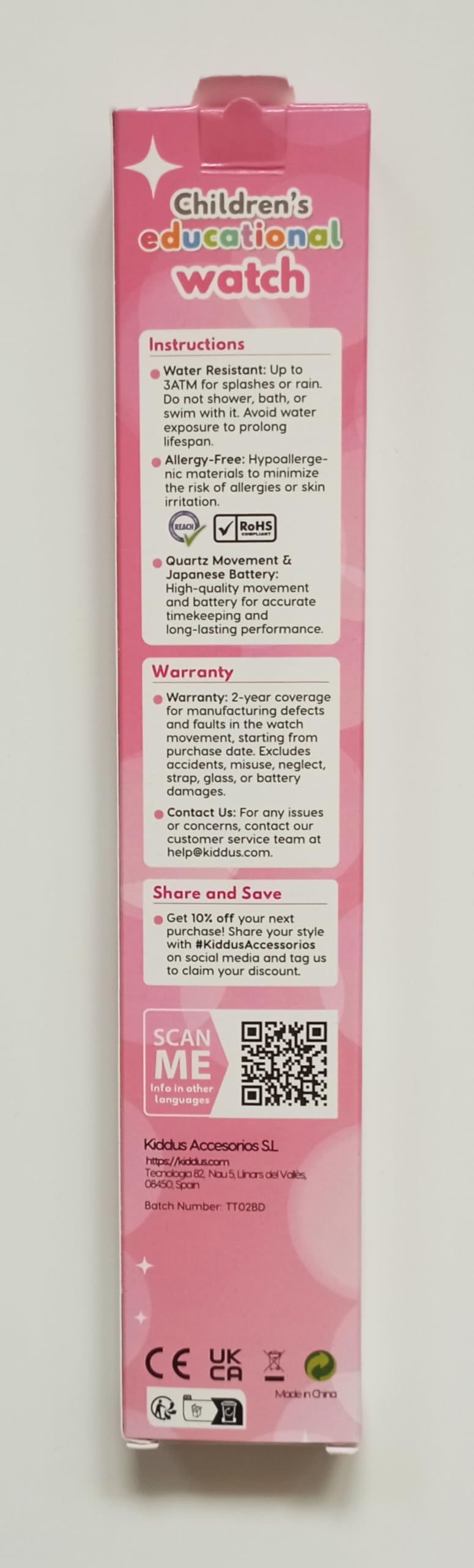 Kiddus Girls Watch with Glitter - Easy to Read Sparkly Learning Watch for Girls Age 4+ | Perfect for School, Playtime & Teaching Kids to Tell Time