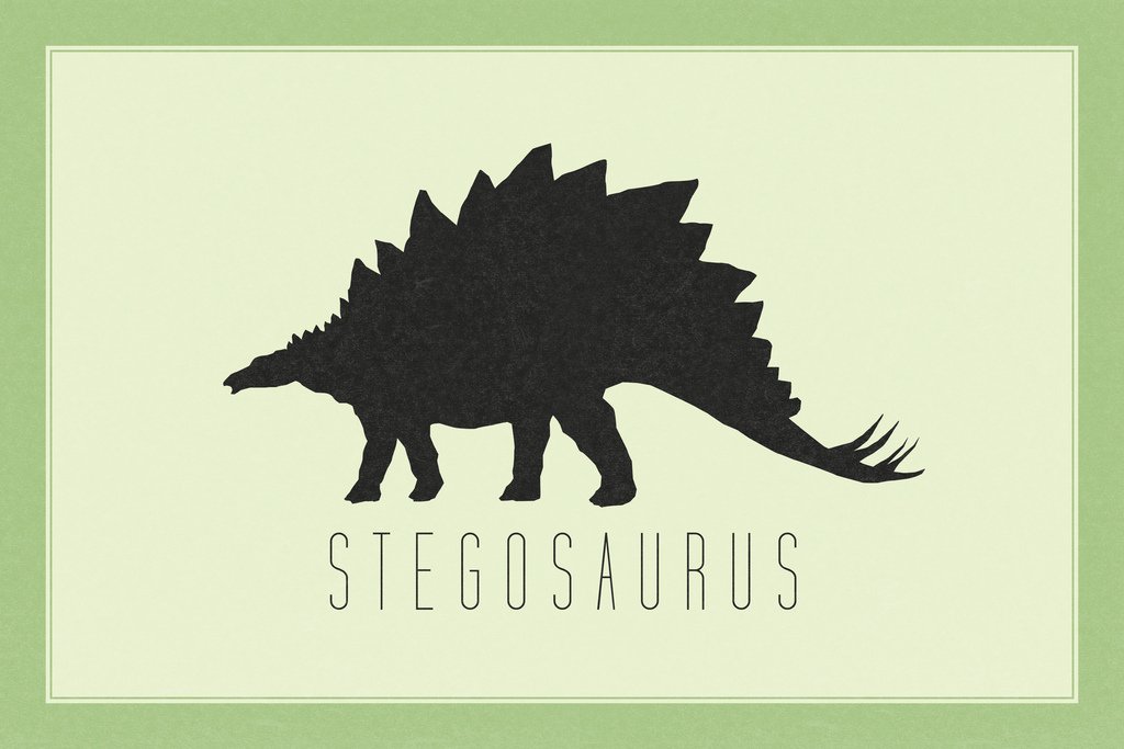 Stegosaurus Dinosaur Wall Art Print - Lime Green Dino Poster for Kids Room Decor (18x12 inches) | Perfect for Bedroom, Nursery & Playroom Wall Decor