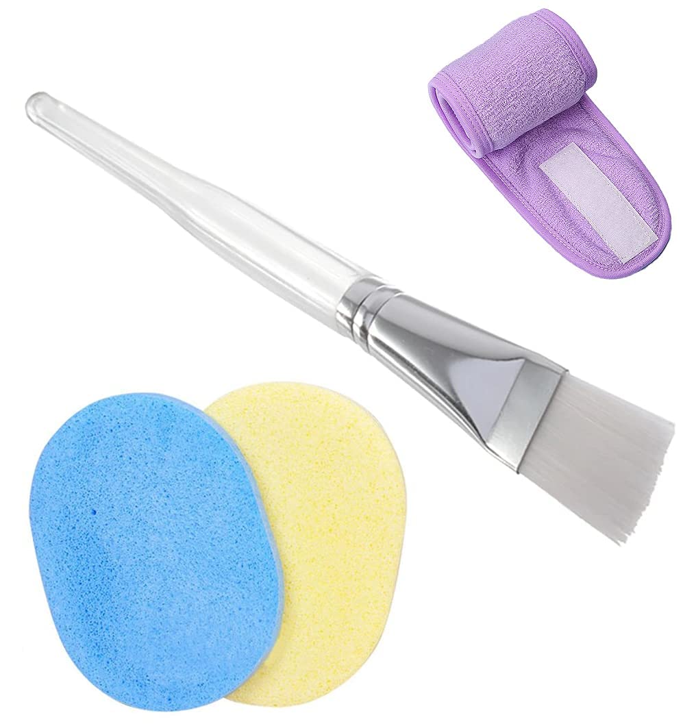 SIOPAWORLD Professional 5-Piece Facial Beauty Kit - Face Mask Brush, Headband, Cleaning Sponges, Applicator Bowl with Handle & Makeup Puff for Salon, Spa & Home Skincare Routine | Perfect for DIY Facials, Makeup Removal & At-Home Treatments