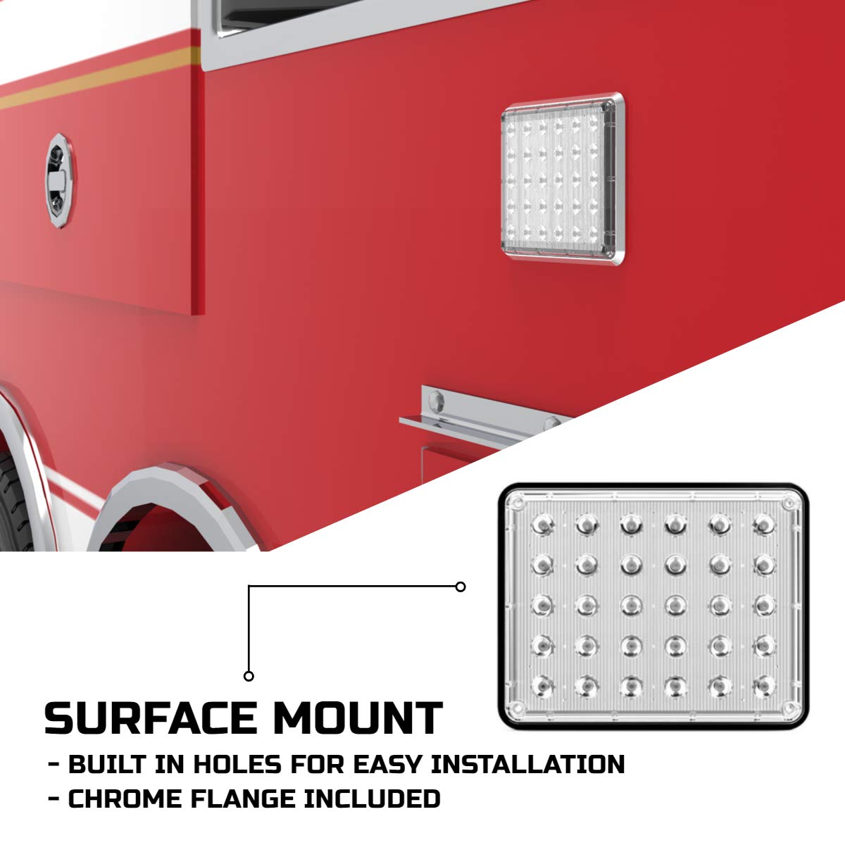 Alpha-Z 7x9 Inch Ultra Slim LED Emergency Strobe Light - Amber/Amber Surface Mount Warning Light for Ambulance, Fire Truck & Emergency Vehicles - Durable & Bright for Roadside Safety & First Responder Visibility