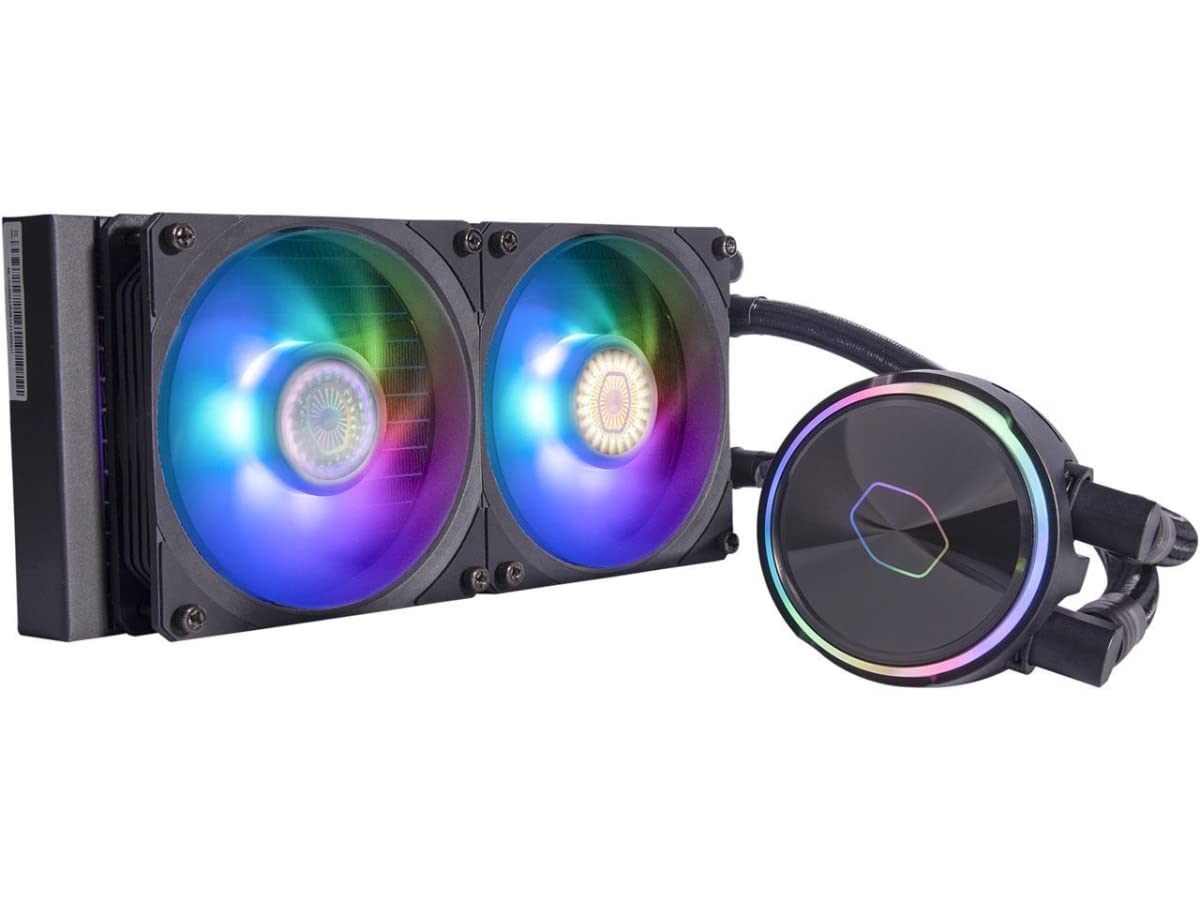 Cooler Master MasterLiquid PL240 Flux ARGB AIO Liquid CPU Cooler - Dual Chamber Pump, 240mm Radiator, 120mm PL-Flux Fans - Compatible with AMD Ryzen/Intel LGA 1700/1200/115X - Black (MLY-D24M-A23PZ-R1) - Perfect for Gaming PCs, Workstations, and High-Performance Cooling