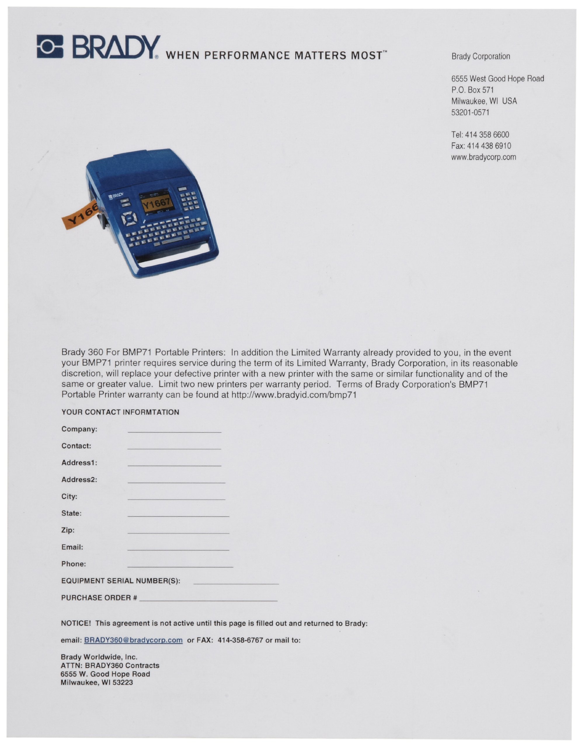 Brady 116246 Replacement Printer Program for BMP71 Label Printer - Compatible with Brady BMP71 Label Maker for Office, Warehouse & Industrial Labeling Needs