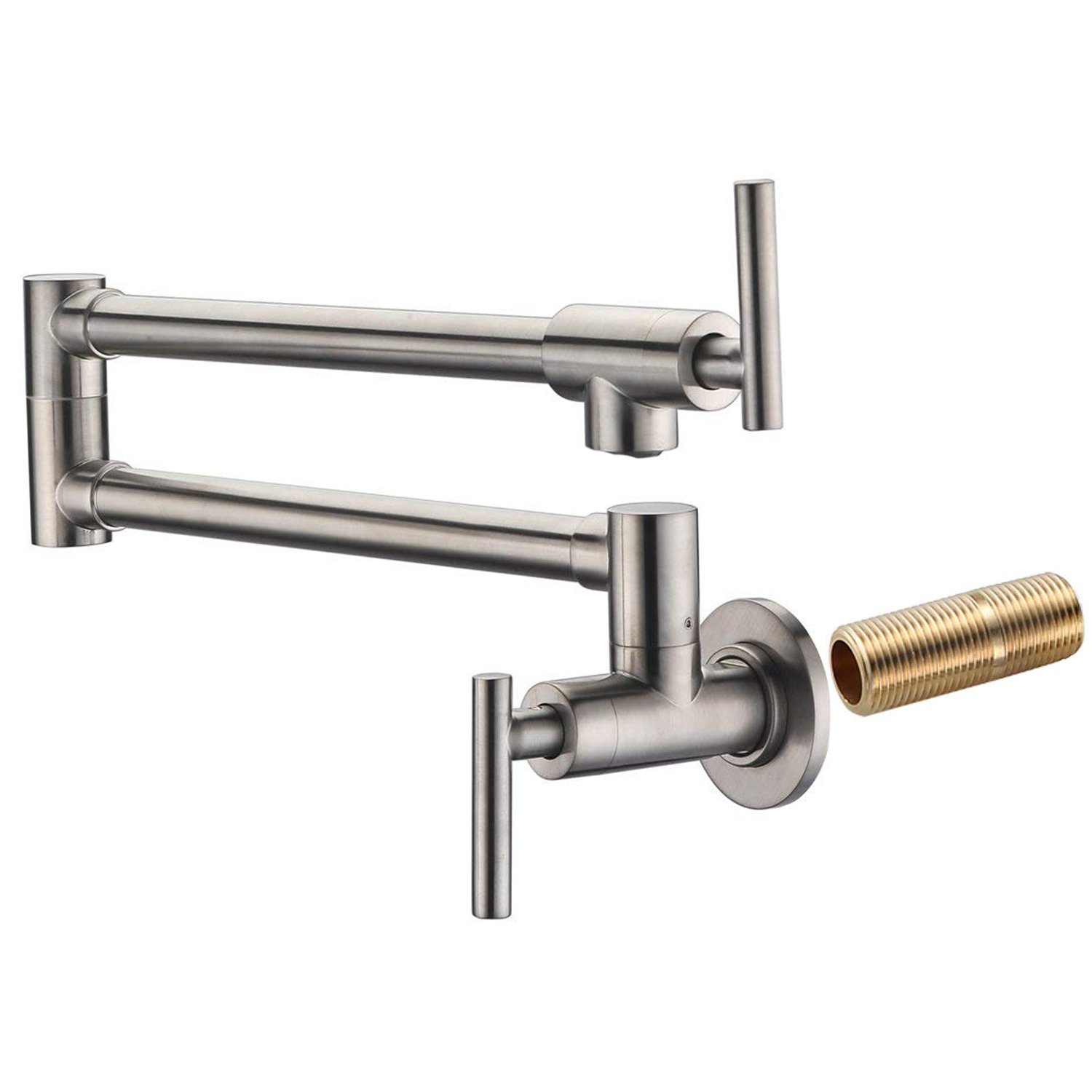 SUMERAIN Wall Mount Pot Filler Faucet - Brushed Nickel Finish with Dual Swing Joints - Perfect for Kitchen Sink, Stove & Cooking Area