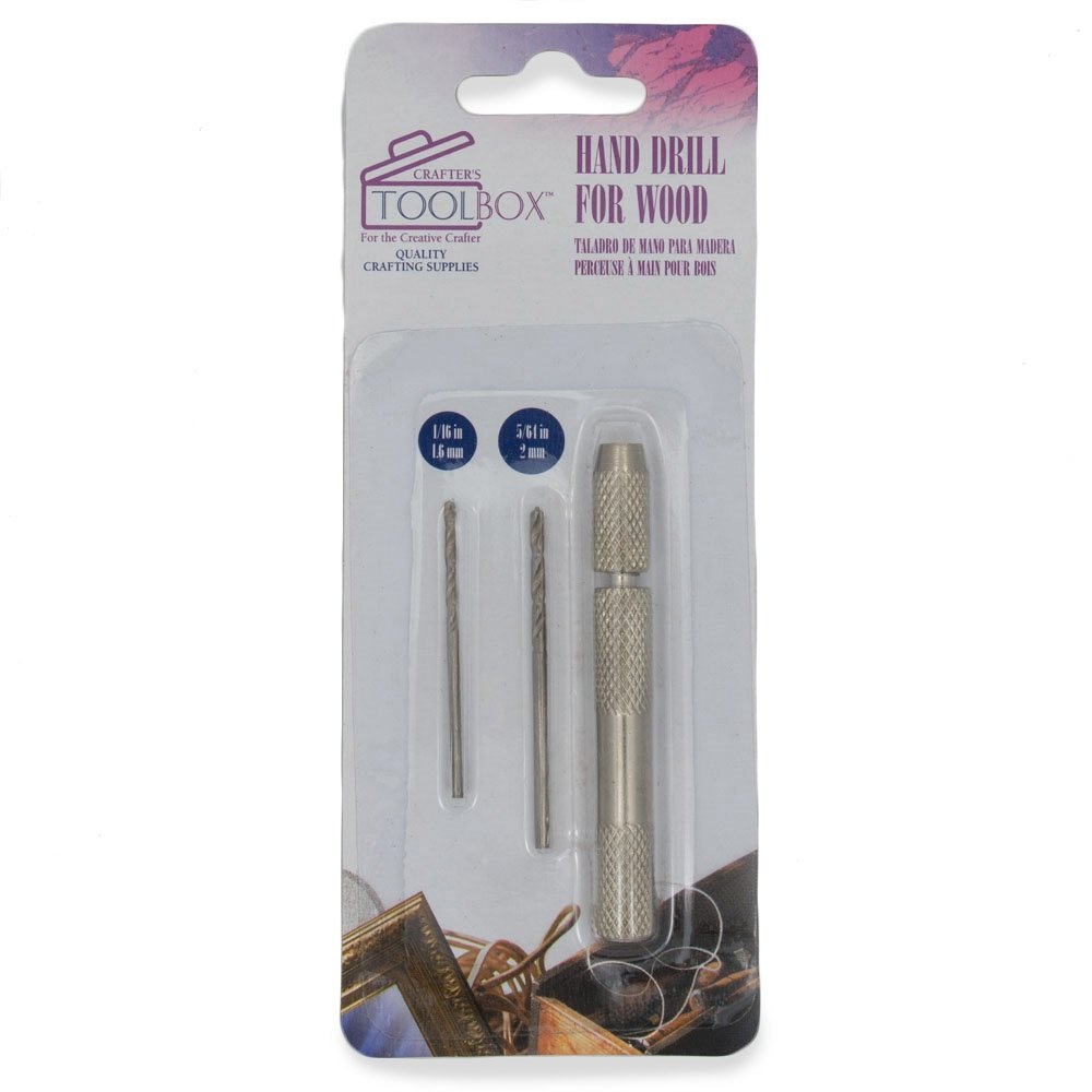 Mini Metal Hand Drill with Wood & Leather Handle - Perfect for DIY Crafts, Jewelry Making, and Small Woodworking Projects