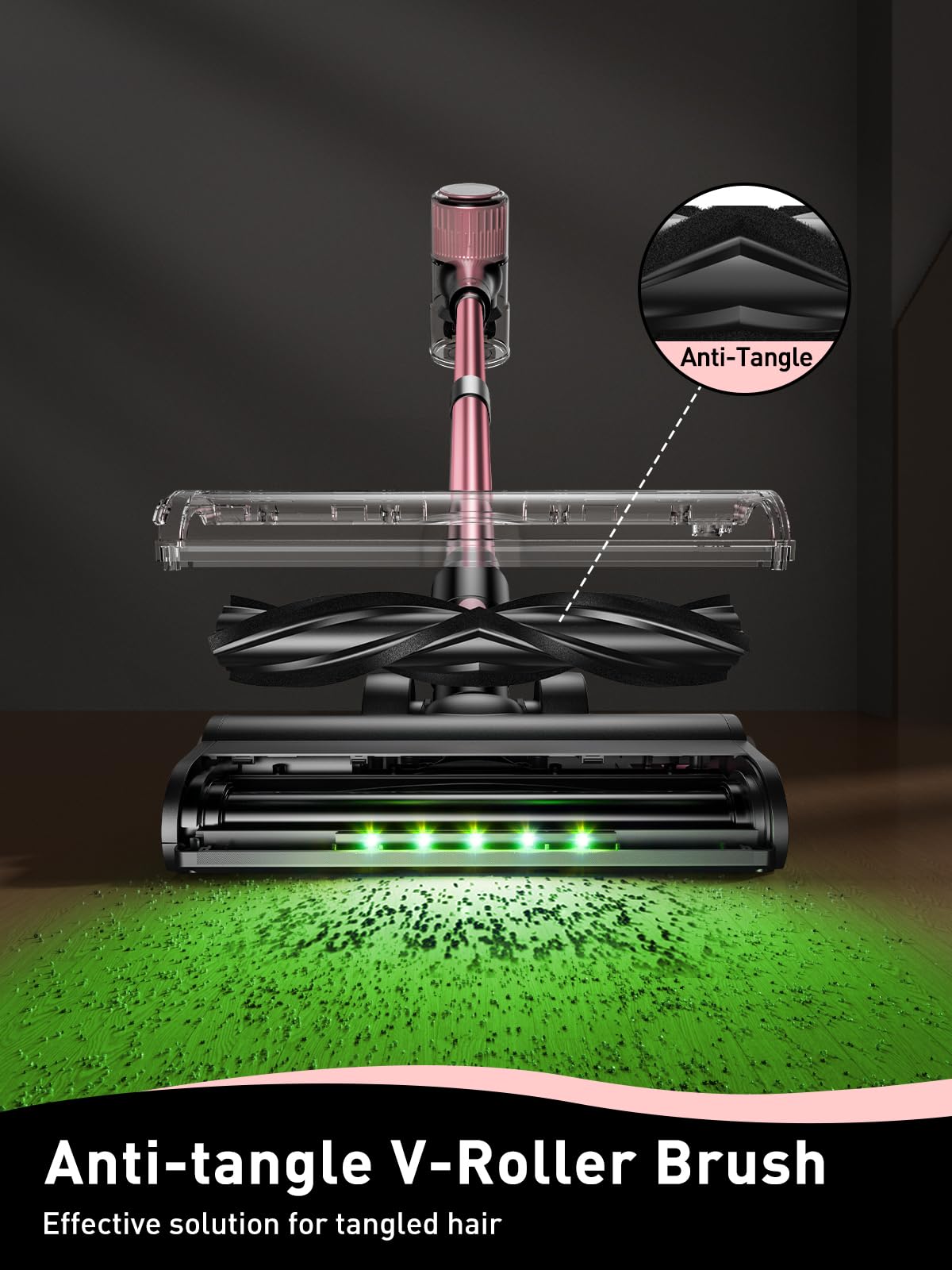 8-in-1 Cordless Vacuum Cleaner with Powerful Suction - Lightweight Stick Vacuum for Hard Floors & Carpets | LED Display, 3 Suction Modes, 45Min Detachable Battery | Perfect for Pet Hair, Home Cleaning & Quick Pickups (Pink)