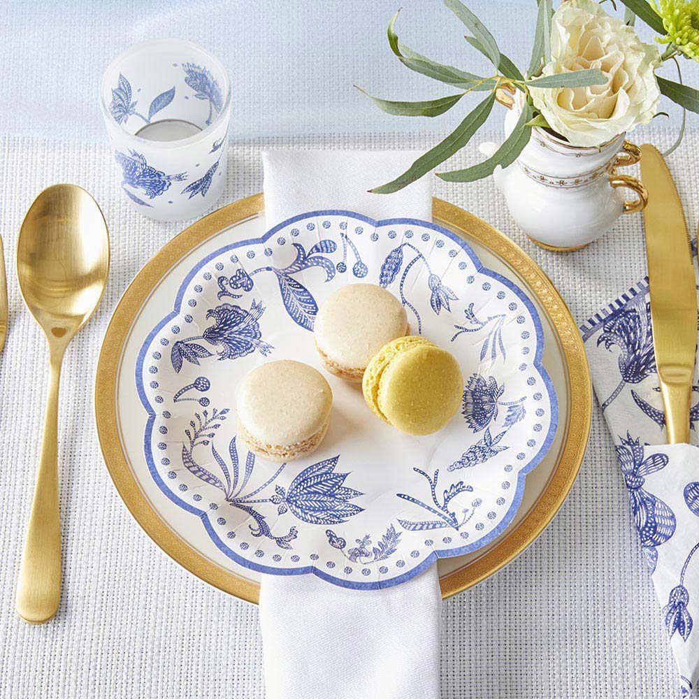 Premium Blue Willow 7-Inch Paper Plates - Set of 16, Elegant Floral Design, Heavy Duty Disposable Plates for Parties, Picnics, BBQs & Special Occasions