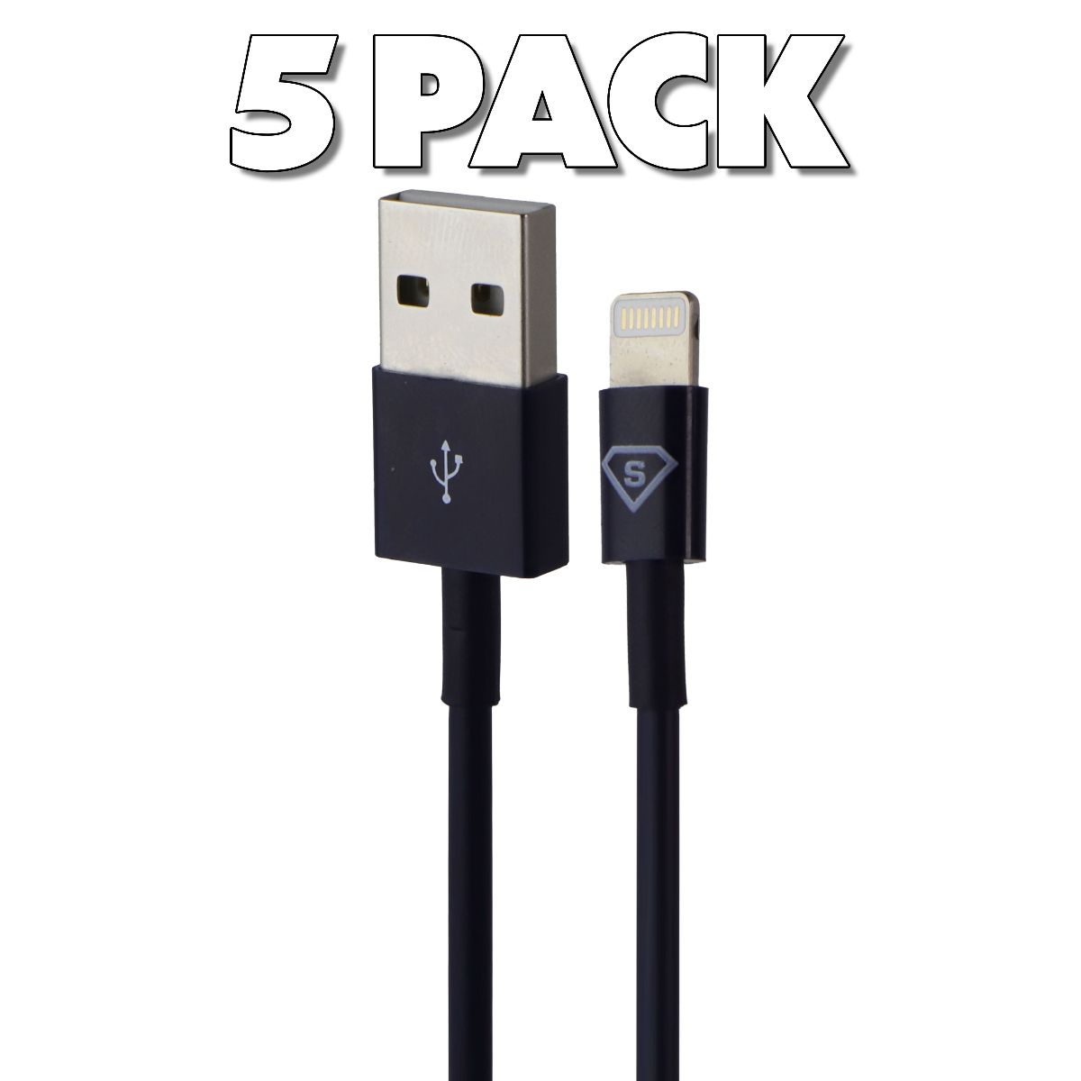 (5 Pack) 8 Pin to USB Charging Cables 3ft for iPhone iPad - Fast Charging & Sync - Durable Nylon Braided Blue Cables for Home, Office & Travel Use