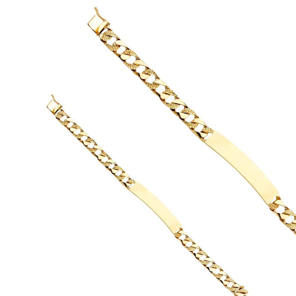 14K Yellow Gold Nugget Cuban Link ID Bracelet - 8.5