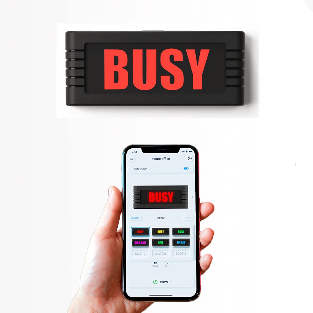 BusyBox S Smart Bluetooth LED Sign - Wireless, Battery Powered (10,000mAh) for Home Office, WFH, Gaming & Streaming - Do Not Disturb Sign, On Air Light for Online Classes, Live Streaming & Office Decor