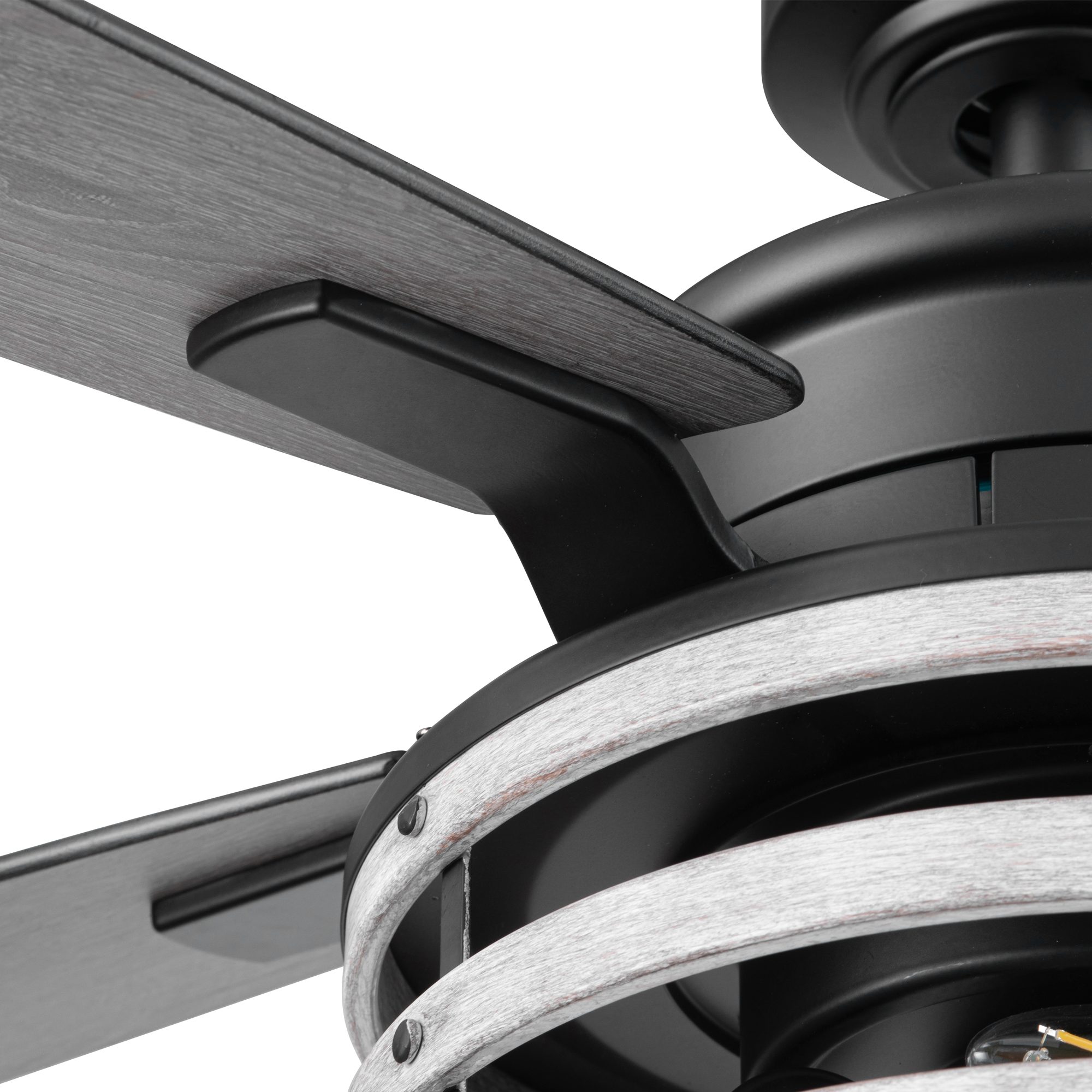 52 Inch Honeywell Carnegie Matte Black/Gray Ceiling Fan with Light Kit and Remote Control - Perfect for Living Room, Bedroom, and Outdoor Covered Patio
