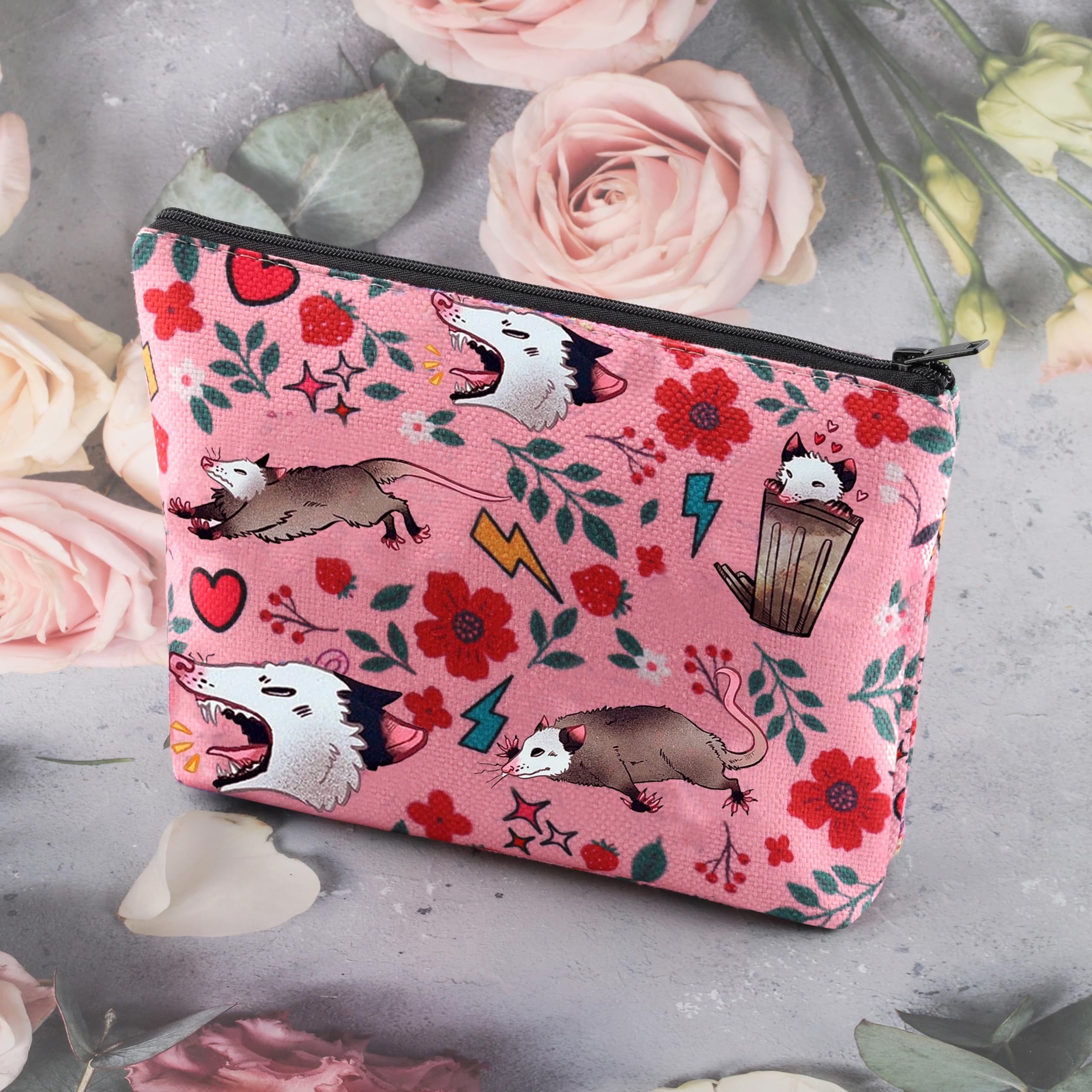 XYANFA Opossum Makeup Bag for Women - Cute Possum Cosmetic Pouch Gift for Opossum Lovers - Perfect for Travel, Gym & Daily Makeup Storage (Opossum Themed Bag)