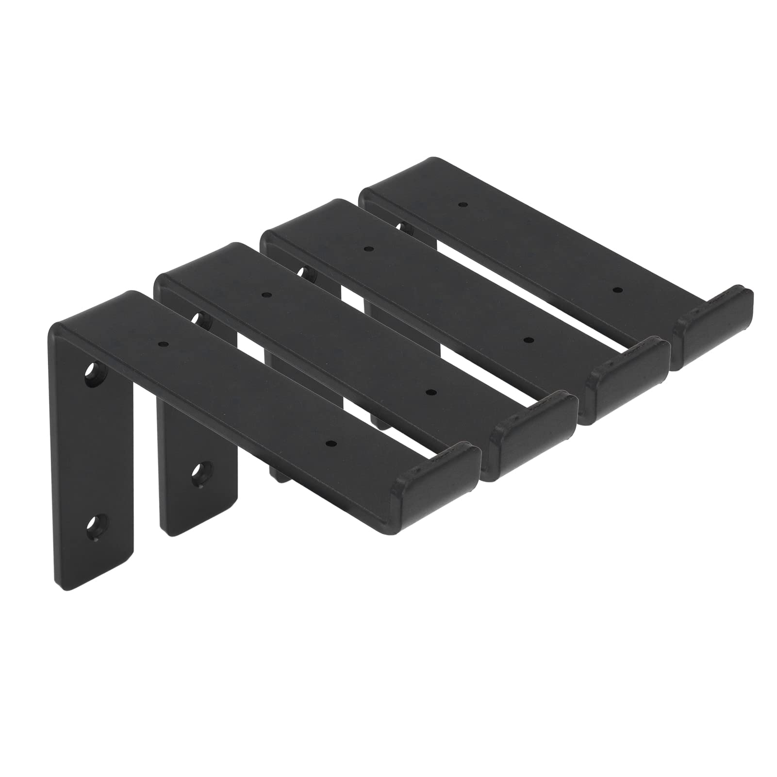 Black Shelf Bracket - Heavy Duty Metal Wall Mount Bracket with 16 Screws for Kitchen, Office & Home Storage - Easy to Install for Floating Shelves, Bookshelves & Display Shelves