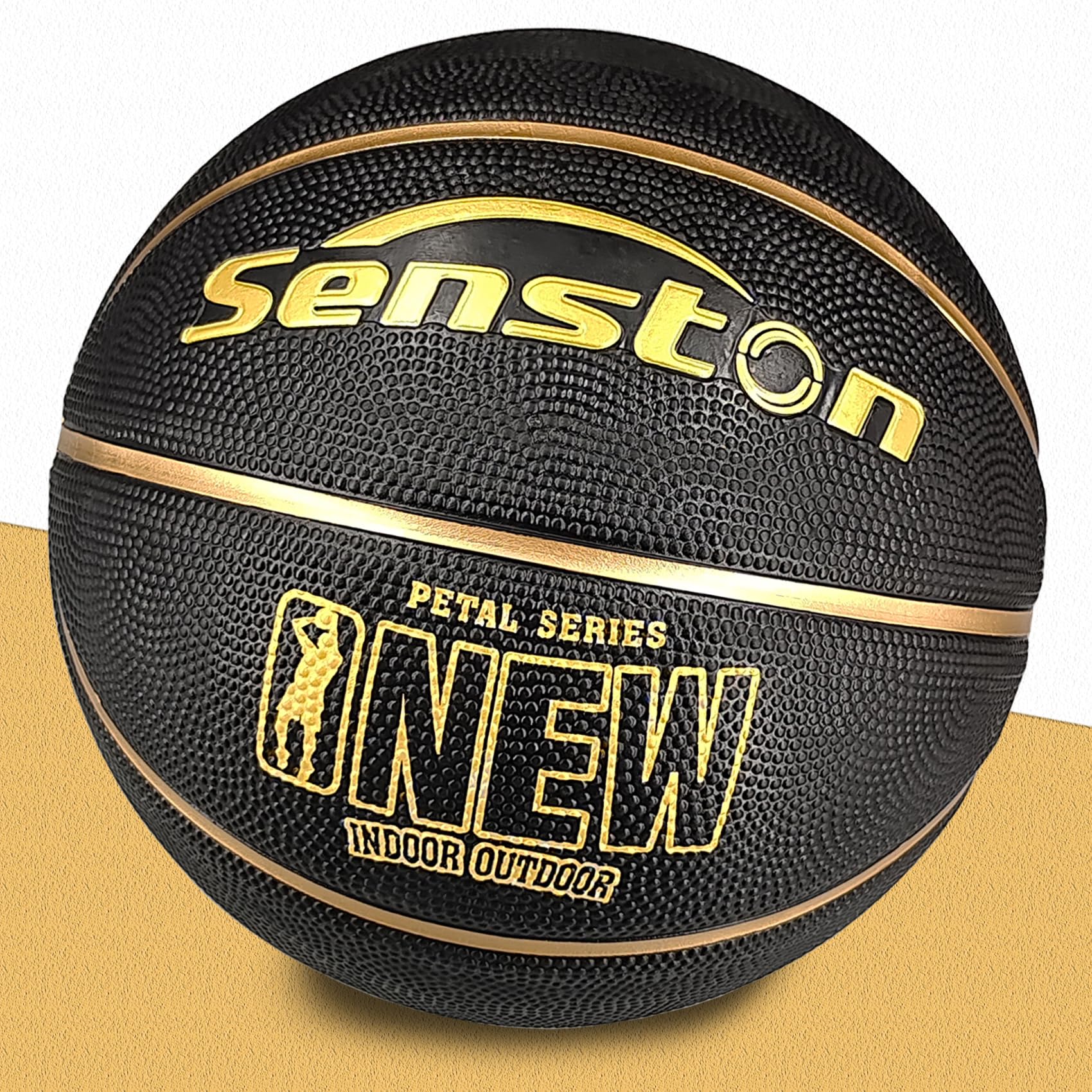 Senston 29.5'' Official Size 7 Rubber Basketball - Indoor & Outdoor Street Basketball with Air Pump - Perfect for Training, Games & Playground Use