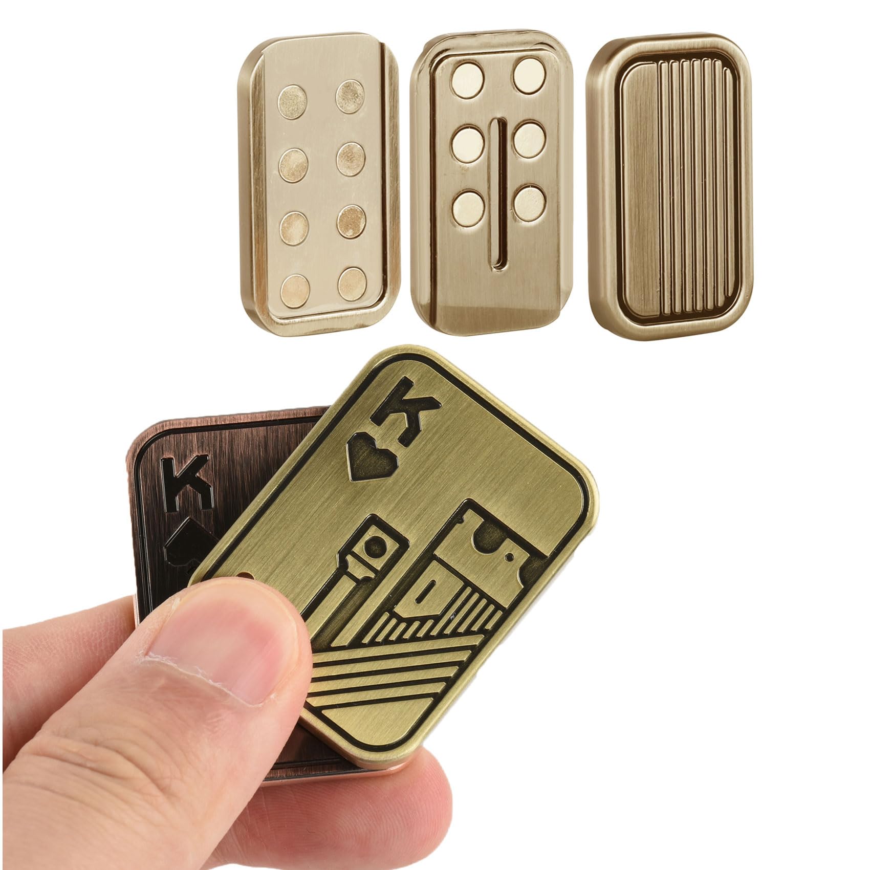 2 Pack EDC Metal Fidget Slider Toys - Stress Relief ADHD Anxiety Office Desk Toys for Adults & Kids - Poker K+CP3 - Perfect for Office, School, Travel and Focus Aid