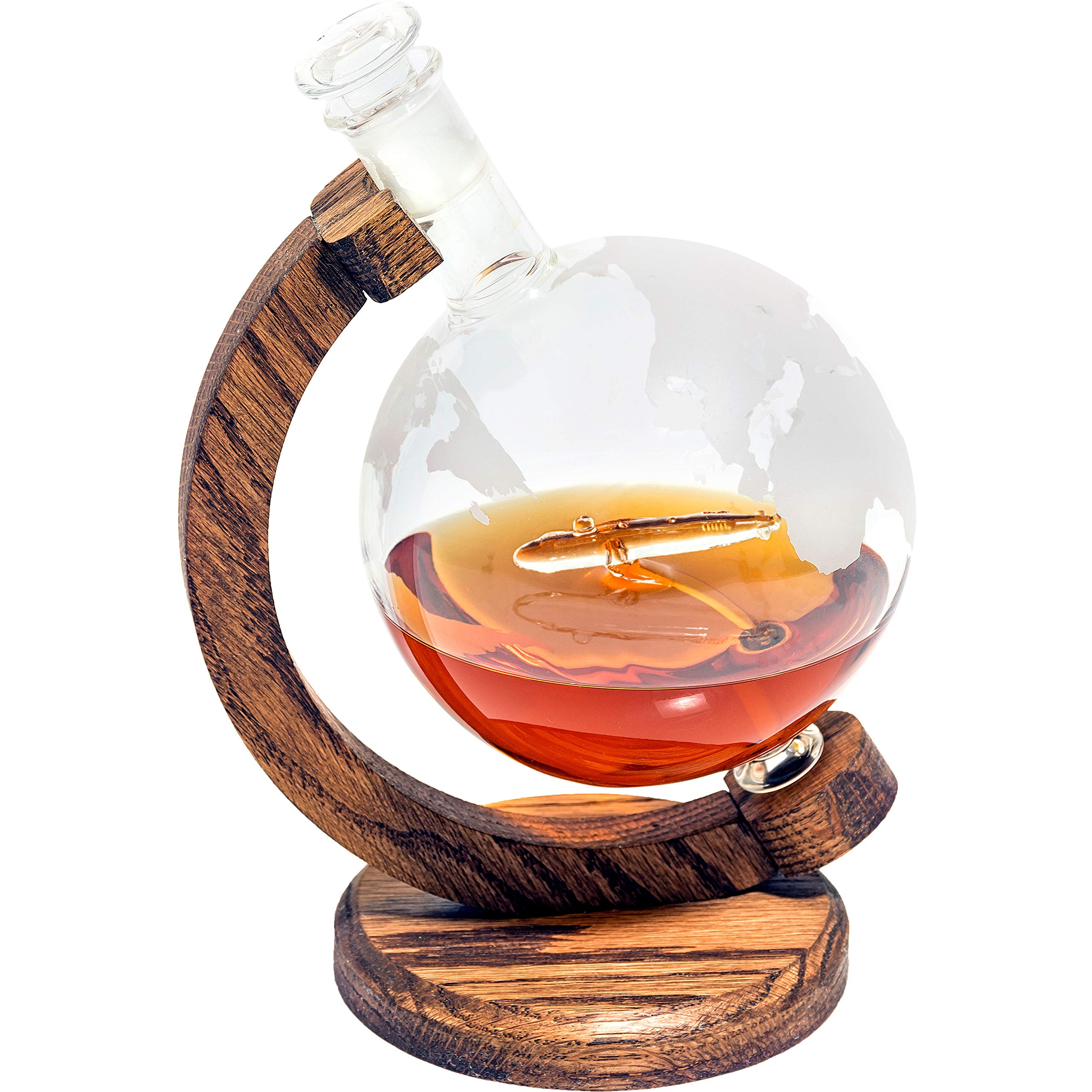 Premium Submarine-Themed Whiskey Decanter with Etched Globe Design - 1000ml Bourbon, Rum & Wine Dispenser - Unique Gift for US Navy Submarine Veterans & Whiskey Enthusiasts - Perfect for Home Bars, Military Appreciation Events & Special Occasions