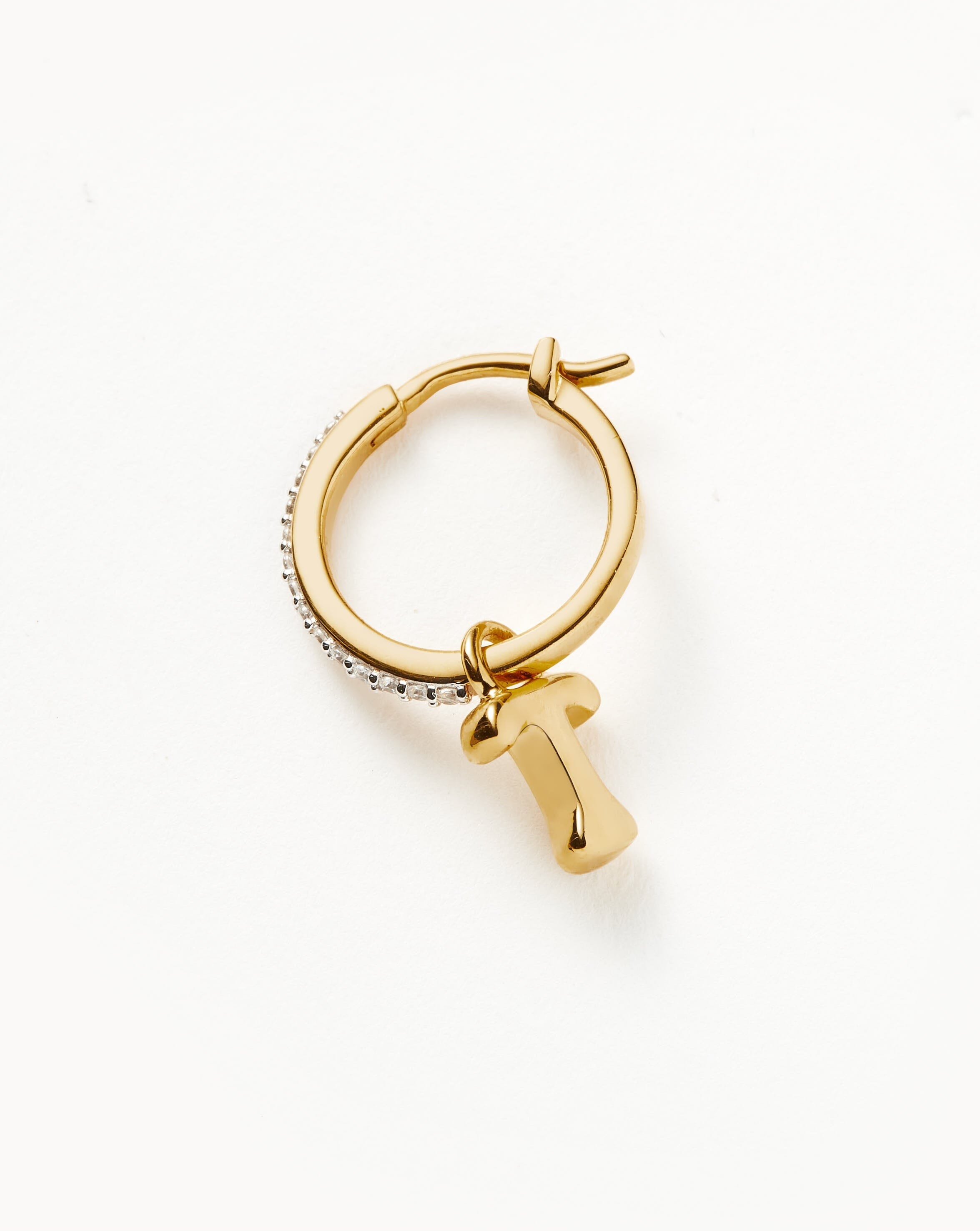 Personalized Initial Single Charm Hoop Earrings | 18k Gold Vermeil | Monogram Letter Jewelry for Women | Perfect Gift for Birthday, Anniversary & Everyday Wear