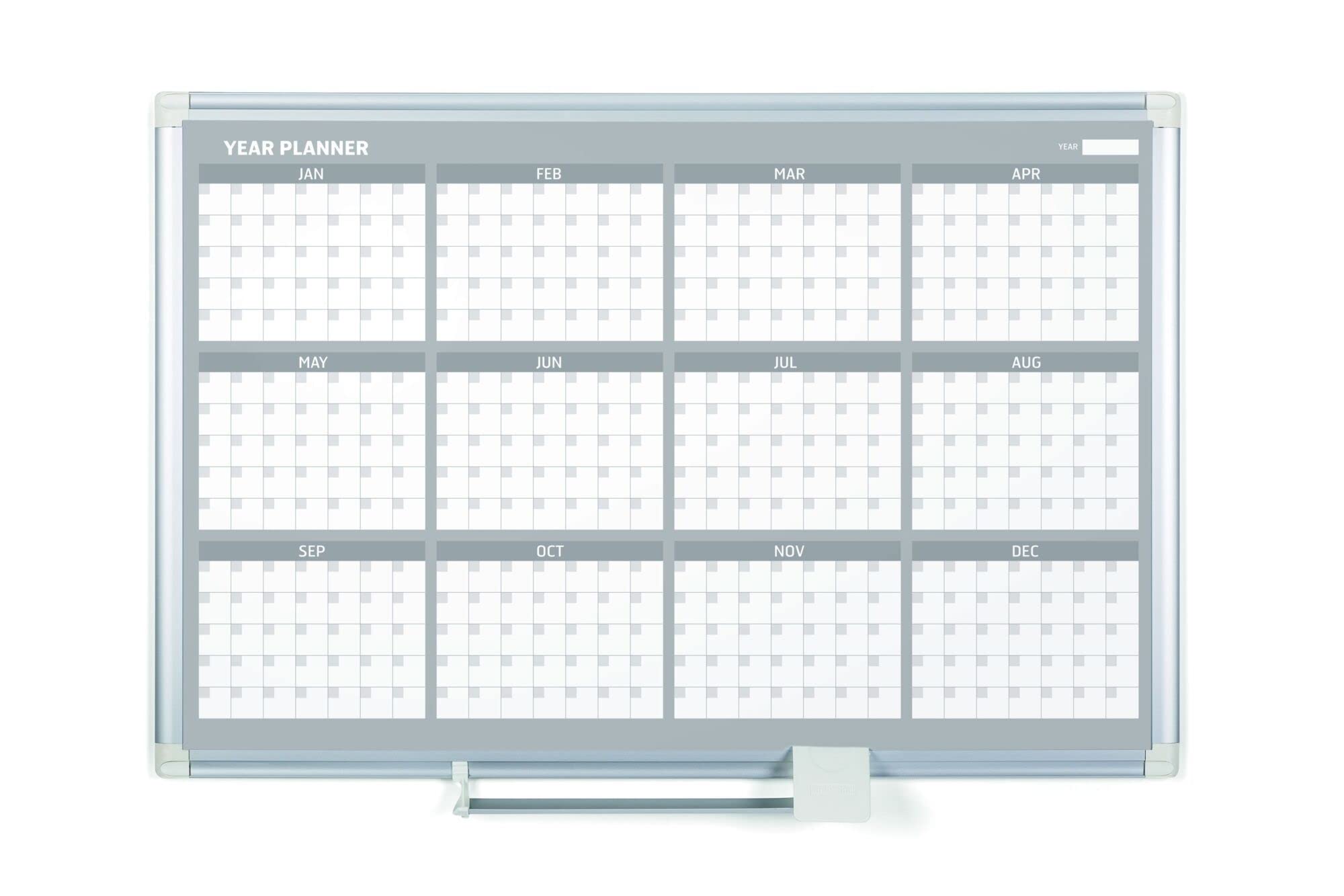 MasterVision Magnetic Dry Erase 12-Month Yearly Whiteboard Planner - 36