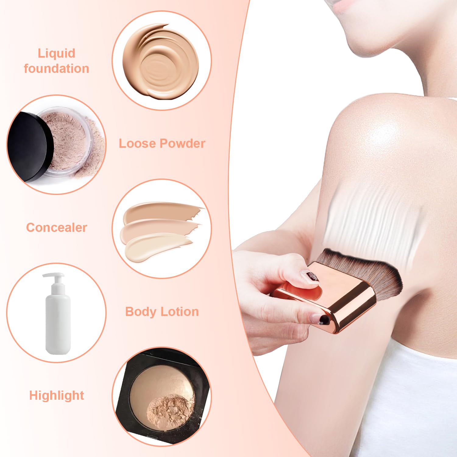 2pcs Self Tanning Brush - Soft Bristles for Legs, Arms & Body (Rose Gold) - Perfect for Sunless Tanning & Makeup