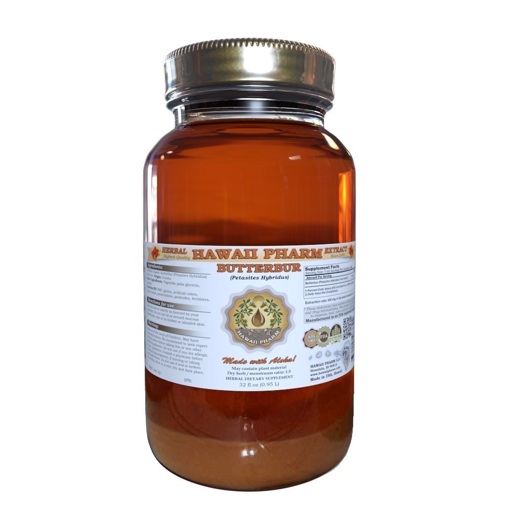 Organic Butterbur Liquid Extract (Petasites hybridus) - 32 oz Unfiltered Herbal Tincture Supplement for Migraine Relief & Seasonal Allergy Support - Natural Respiratory & Sinus Health Aid
