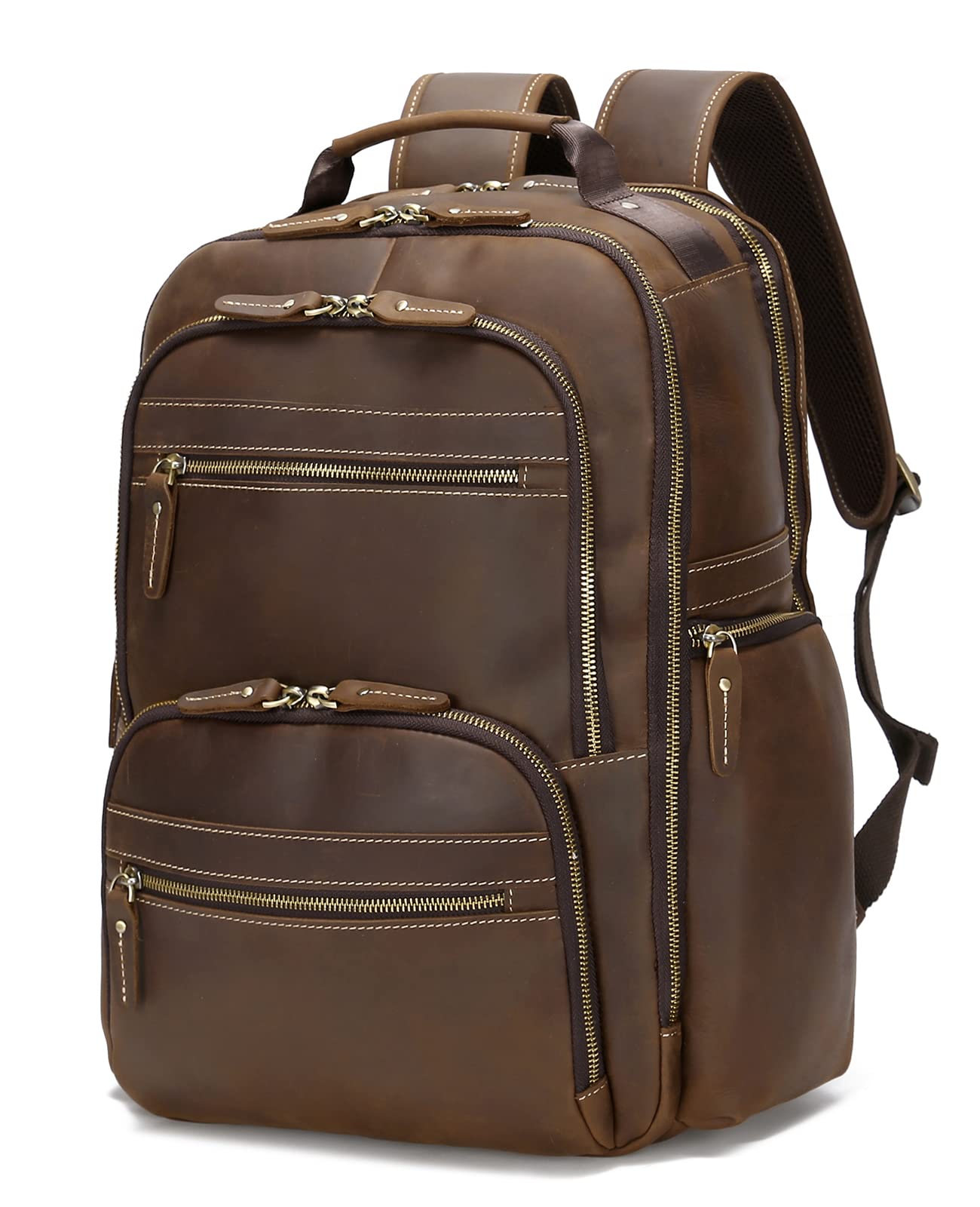 Genuine Leather Backpack for Men - Vintage 17.3 Inch Laptop Bag with Large Capacity (36L) - Perfect for Business Travel, Hiking, Overnight Trips & Daily Commute - Durable Shoulder Daypack for Work & Outdoor Adventures
