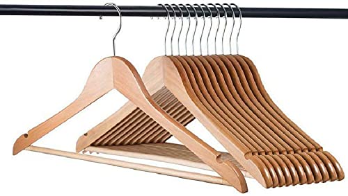 30 Pack Solid Wood Clothes Hangers - Heavy Duty Wooden Coat Hangers for Closet Organization, Dorm Room Essentials & Home Storage - Perfect for Hanging Jackets, Pants, Dresses and More