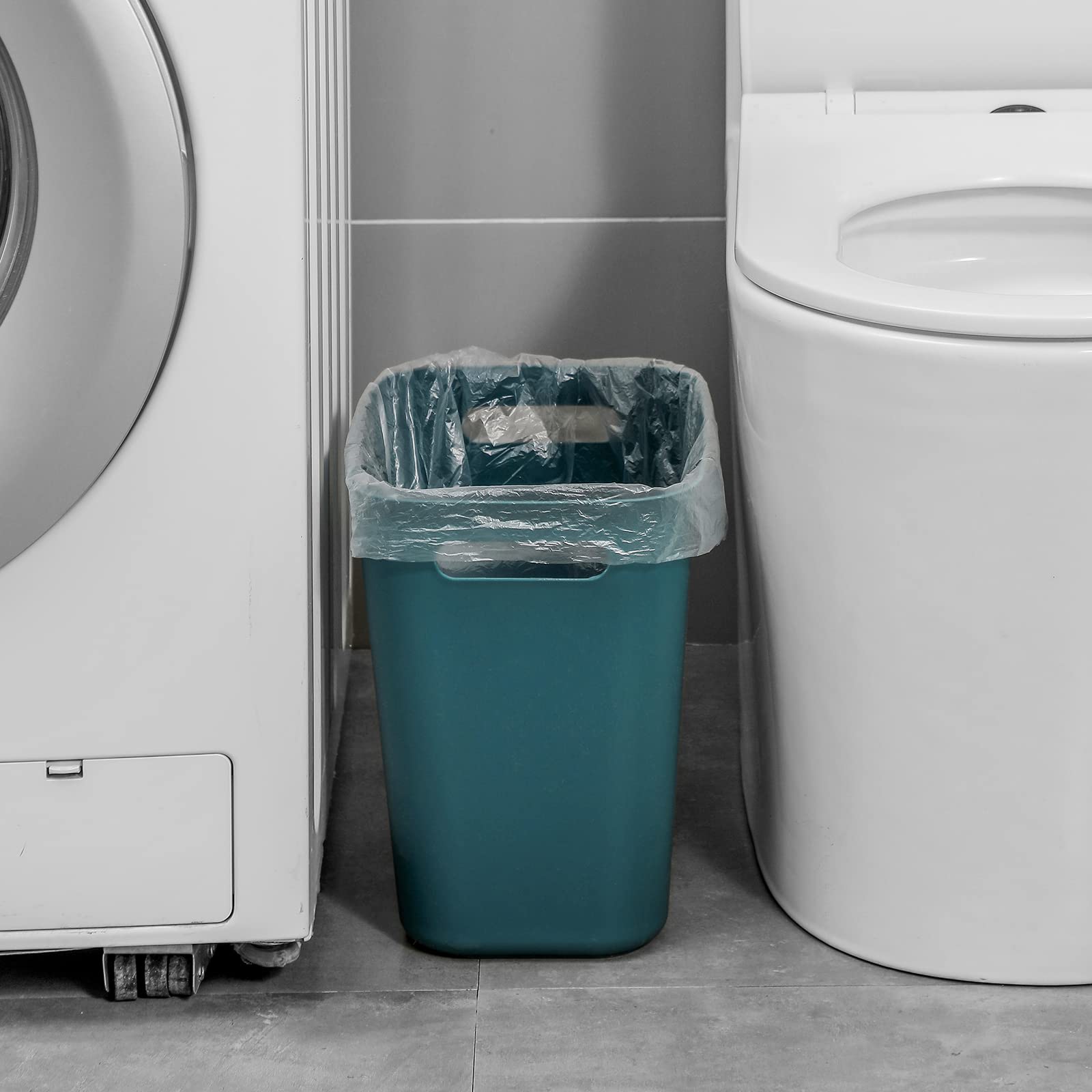 UUJOLY 3.5 Gallon Plastic Small Trash Can - Compact Waste Basket for Bathroom, Kitchen, Office, Kids Room & Dorm - Blue Green Garbage Bin - Perfect for Laundry Rooms, Bedrooms & Small Spaces