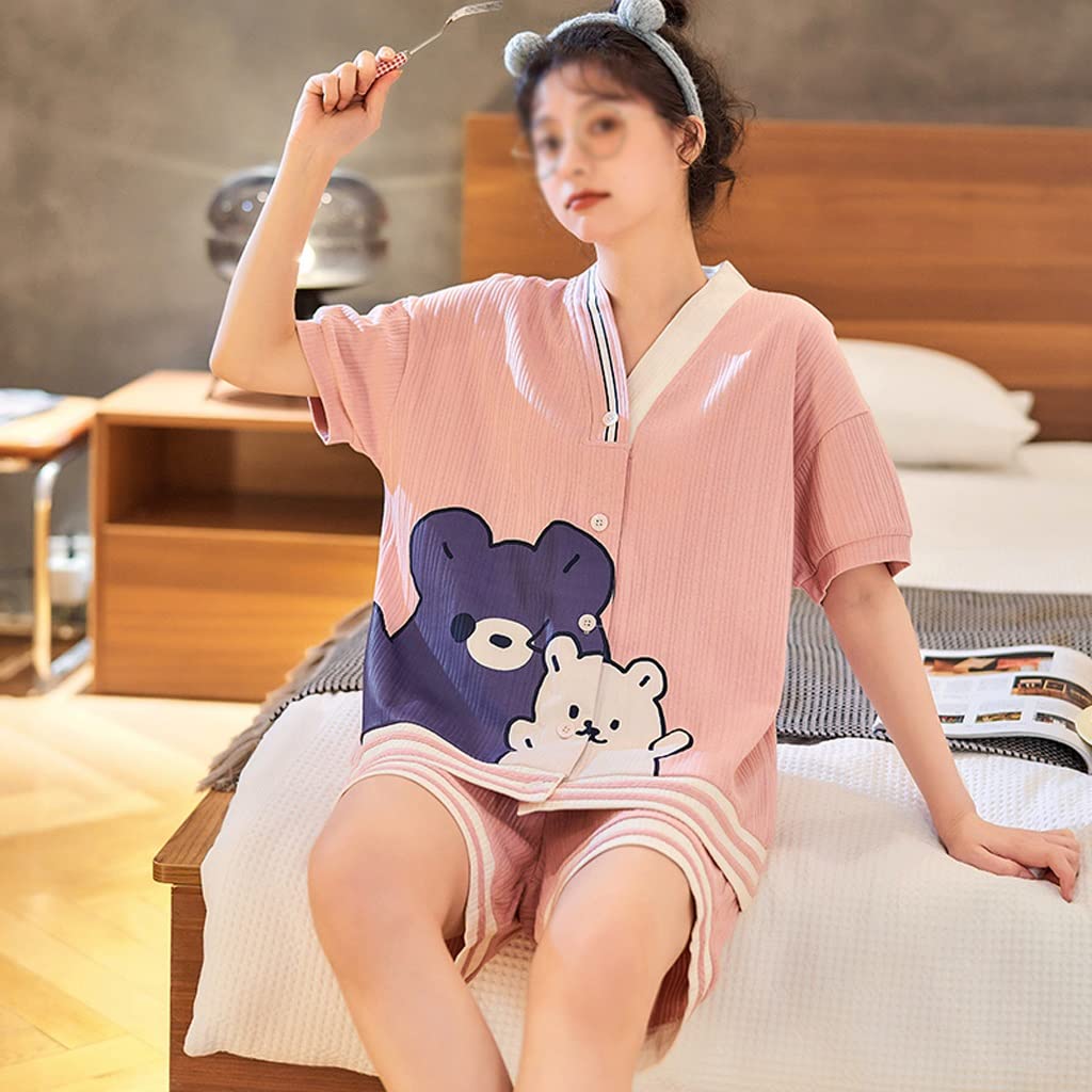 Women's V-Neck Kimono Pajama Set - Soft Sleepwear Shorts & Top Comfy Lounge Wear for Home, Travel & Relaxation (Color D, Size XX-Large) - Perfect for Bedtime, Spa Days & Cozy Evenings