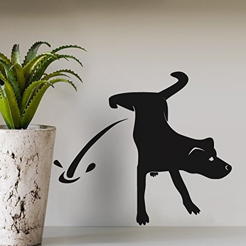 Naughty Dog Pissing Wall Decal - Funny Dog Wall Sticker Vinyl Animal Decor for Nursery, Kids Room & Home - Black Graphic Wall Art for Pet Lovers | Perfect for Dog Themed Bedrooms & Playrooms
