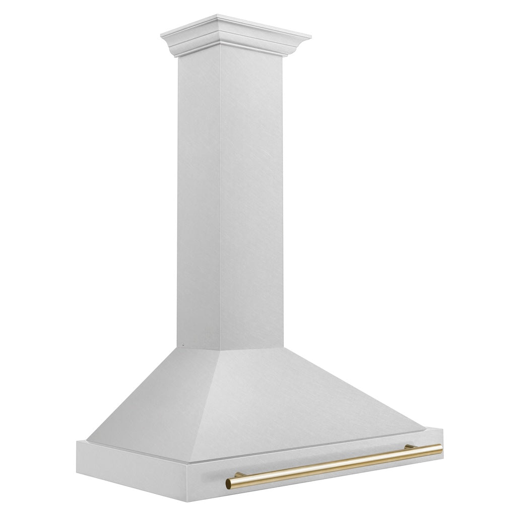 ZLINE KB4SNZ 36 G Autograph Edition 36-Inch Stainless Steel Wall Mount Range Hood with Convertible Satin Finish & Polished Gold Handle - Perfect for Modern Kitchens & Luxury Home Upgrades