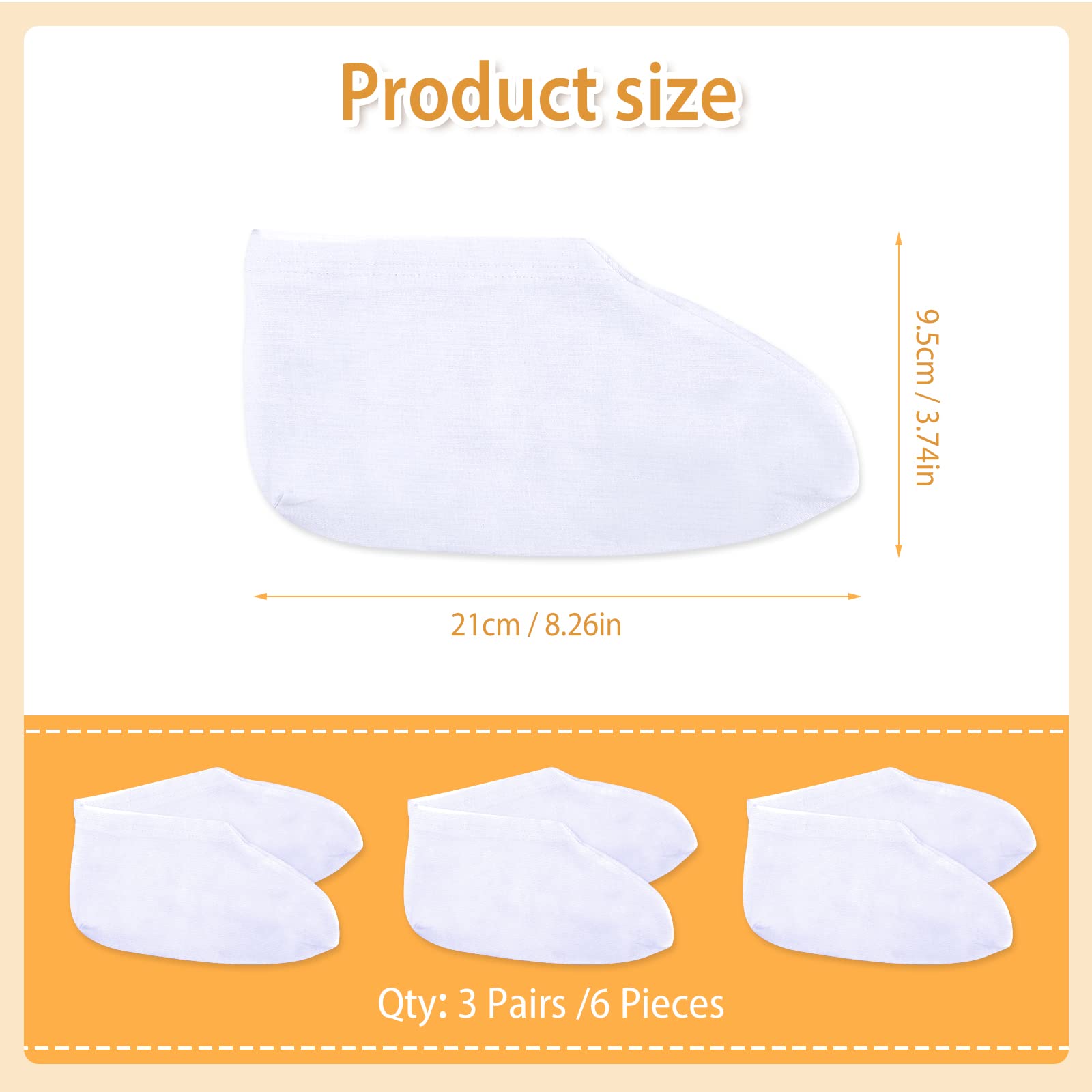 3 Pairs Moisturizing Socks for Dry Cracked Feet - Soft Cotton Foot Spa Socks with Deep Hydration for Calluses, Rough Skin & Cracked Heels - 8.26 Inch White Cosmetic Socks - Perfect for Overnight Foot Care & Relaxing Spa Treatments