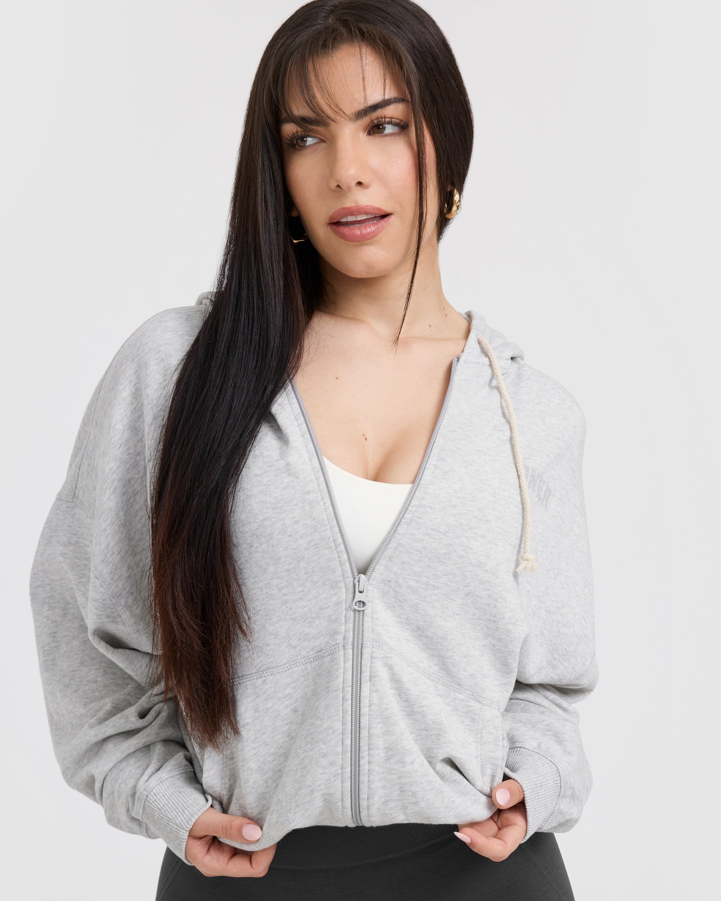 Raw Lounge Oversized Zip Hoodie for Women & Men - Light Grey Marl | Cozy Fleece Pullover for Casual Wear, Loungewear & Street Style