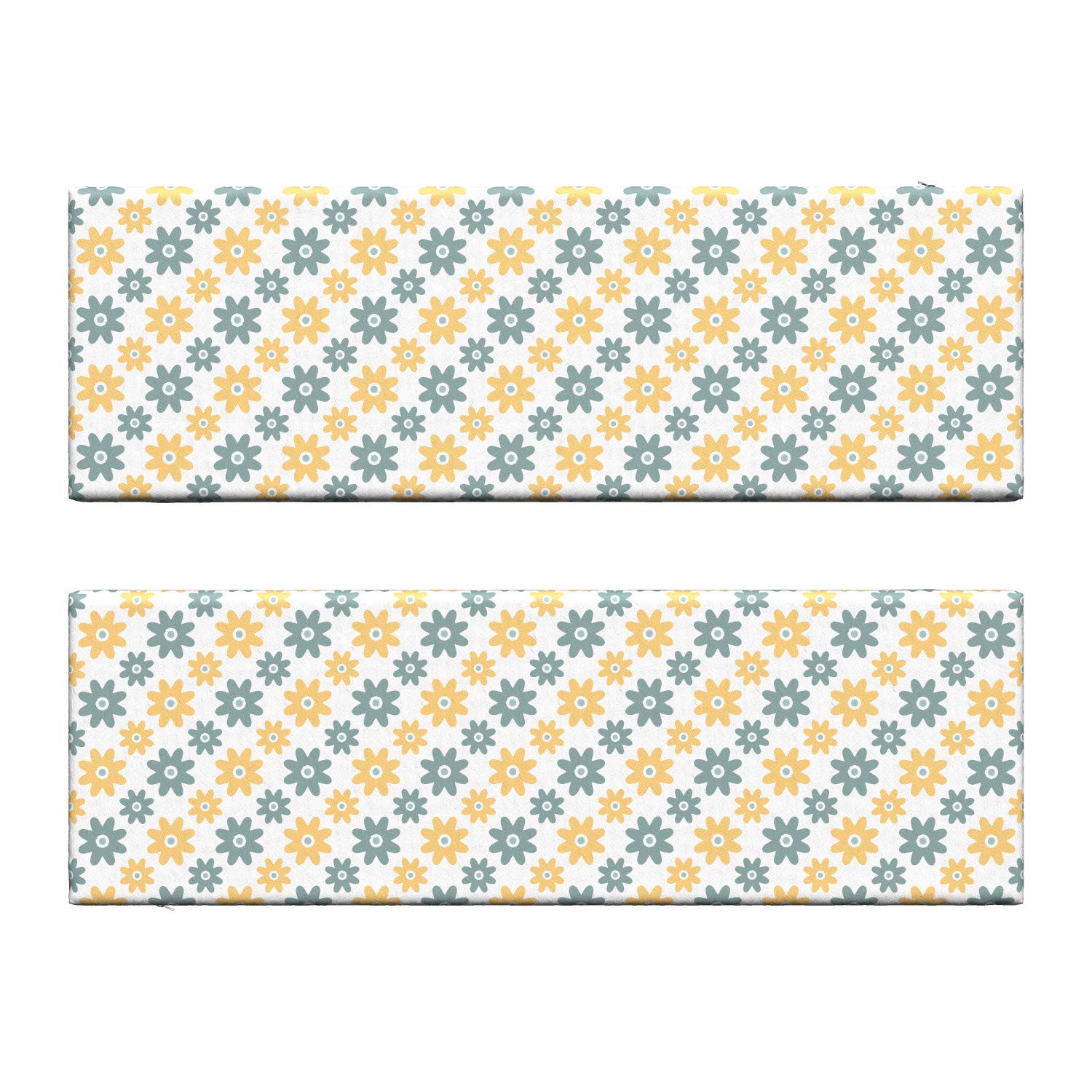 Ambesonne 2-Piece Garden Bench Cushion Set with Wildflower Daisy Print - 45