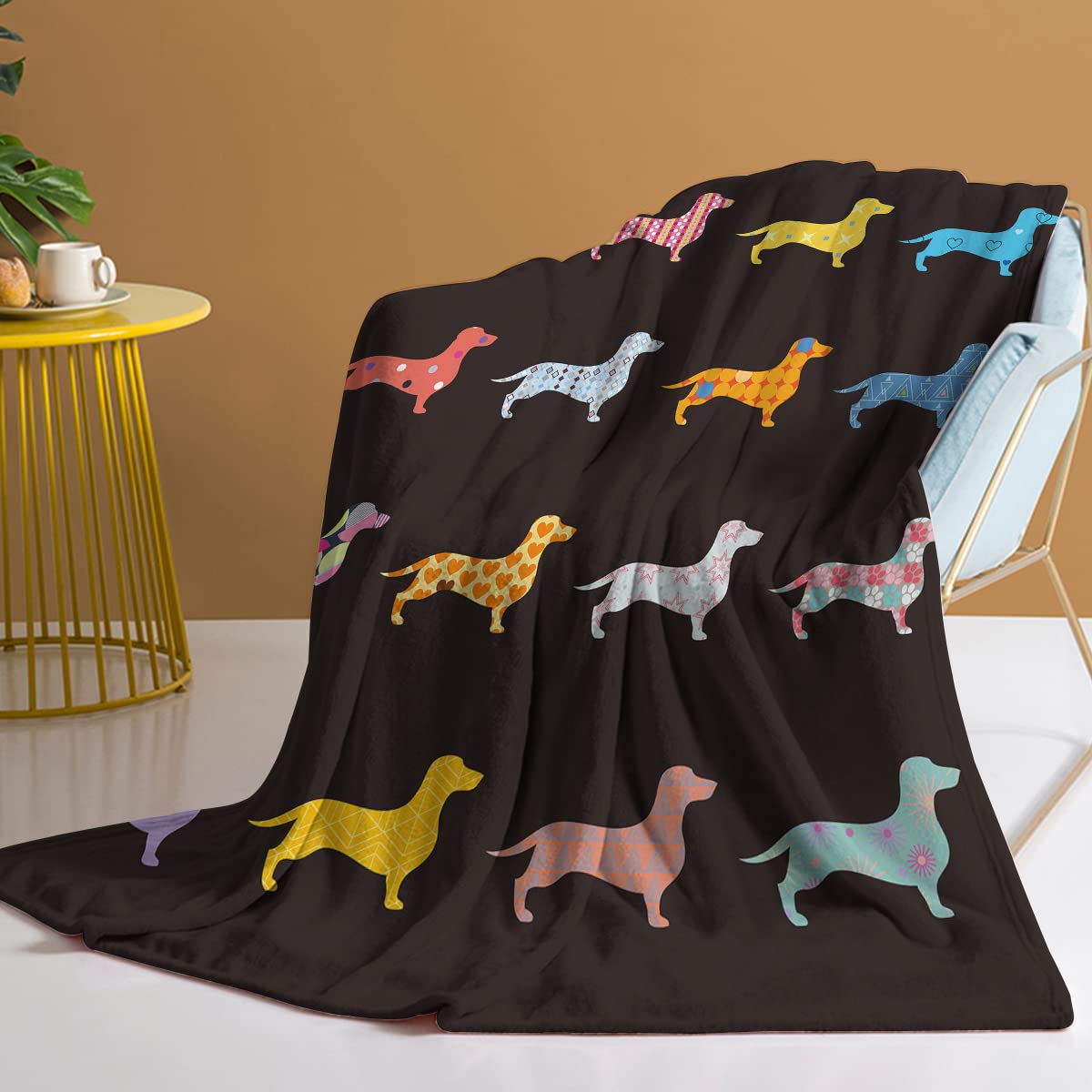 **Sleepwish Dachshund Plush Fleece Throw Blanket - Ultra Soft & Cozy Sherpa Wiener Dog Blanket for Kids, Boys & Girls - 50