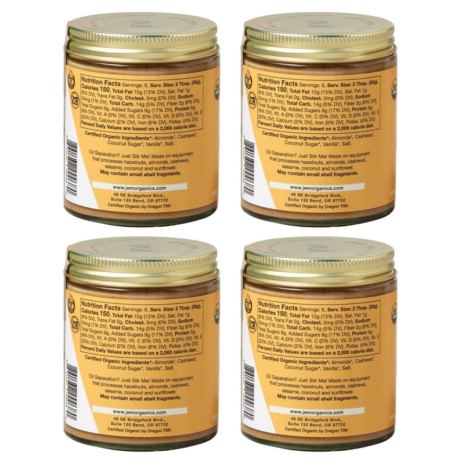 Organic Salted Caramel Sprouted Almond Butter - All Natural, Gluten-Free, Vegan, Paleo & Keto Friendly Nut Spread (6 oz Jar, 4-Pack) - Perfect for Healthy Snacking, Smoothie Bowls & Low-Carb Diets