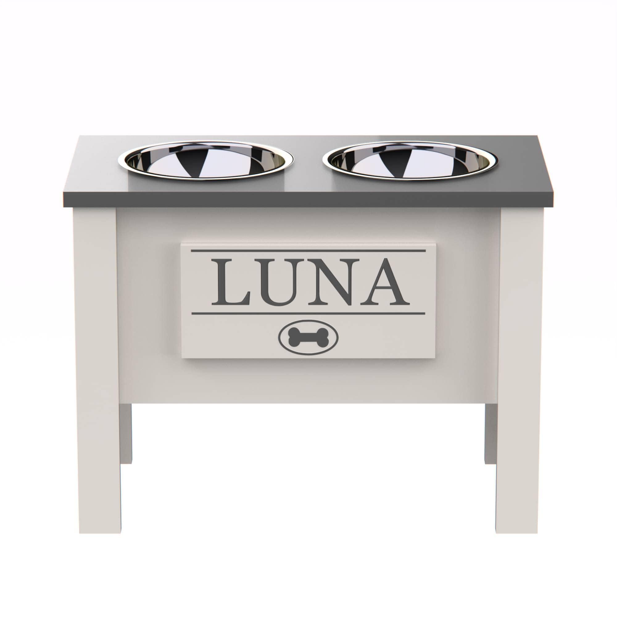 Personalized Elevated Dog Bowl Stand for Large, Medium, Small & X-Small Dogs - Adjustable Stainless Steel Raised Food & Water Bowls - Anti-Slip Pet Feeder for Joint Health (X-Large, Grey) - Perfect for Home, Kitchen or Outdoor Use