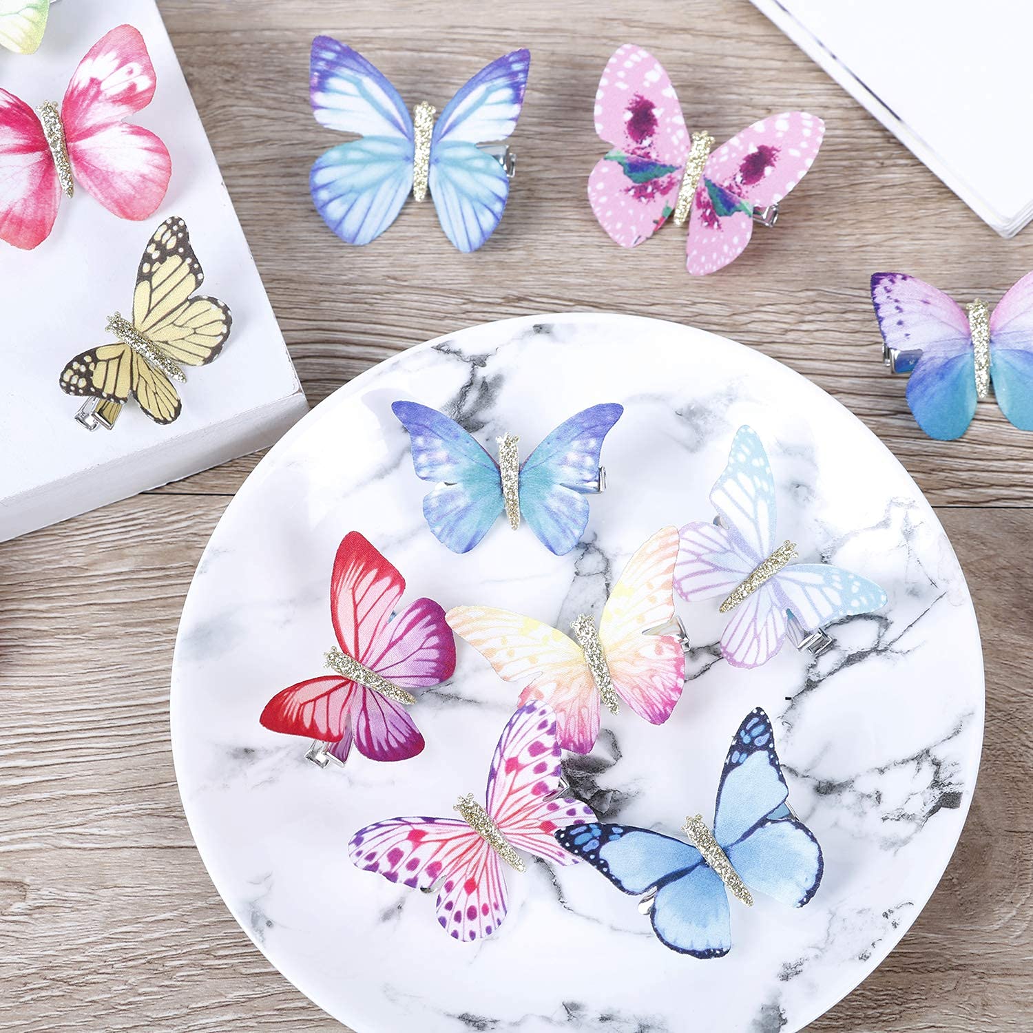 WHISKET Small Acrylic Hair Claw Clips for Women & Girls - Marble Design Non-Slip Grip Hair Clips, Plastic Hair Jaw Clamps (Butterfly Style, 6-Pack) - Perfect for School, Work, Parties & Everyday Hairstyles